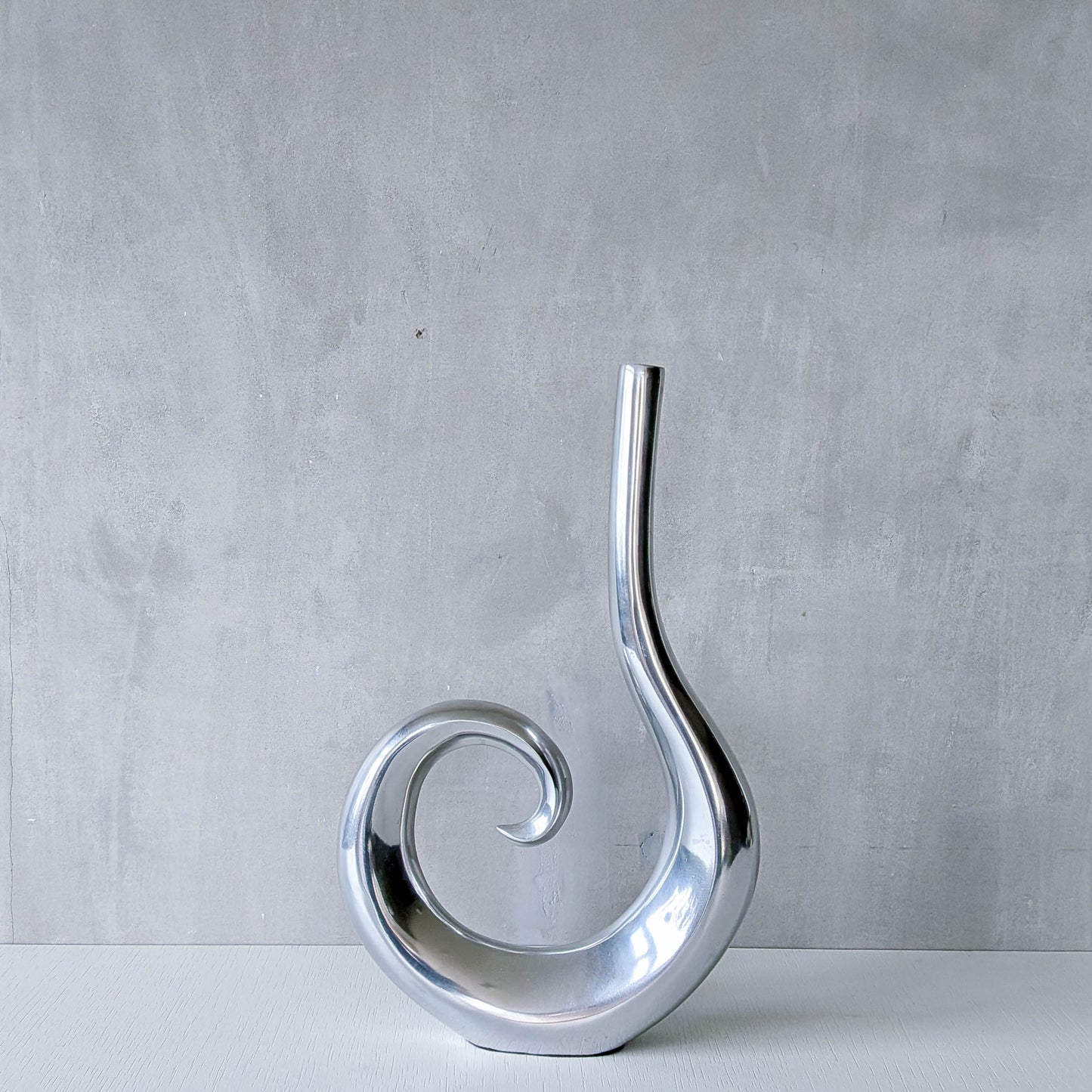 Vintage cast aluminium tall spiral swirl sculptural bud vase