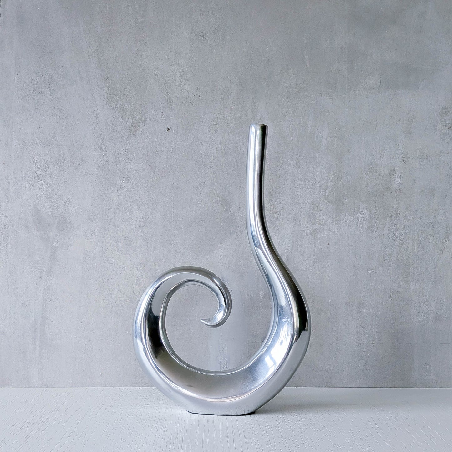 Vintage cast aluminium tall spiral swirl sculptural bud vase
