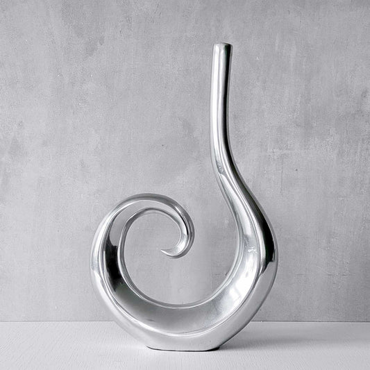 Vintage cast aluminium tall spiral swirl sculptural bud vase