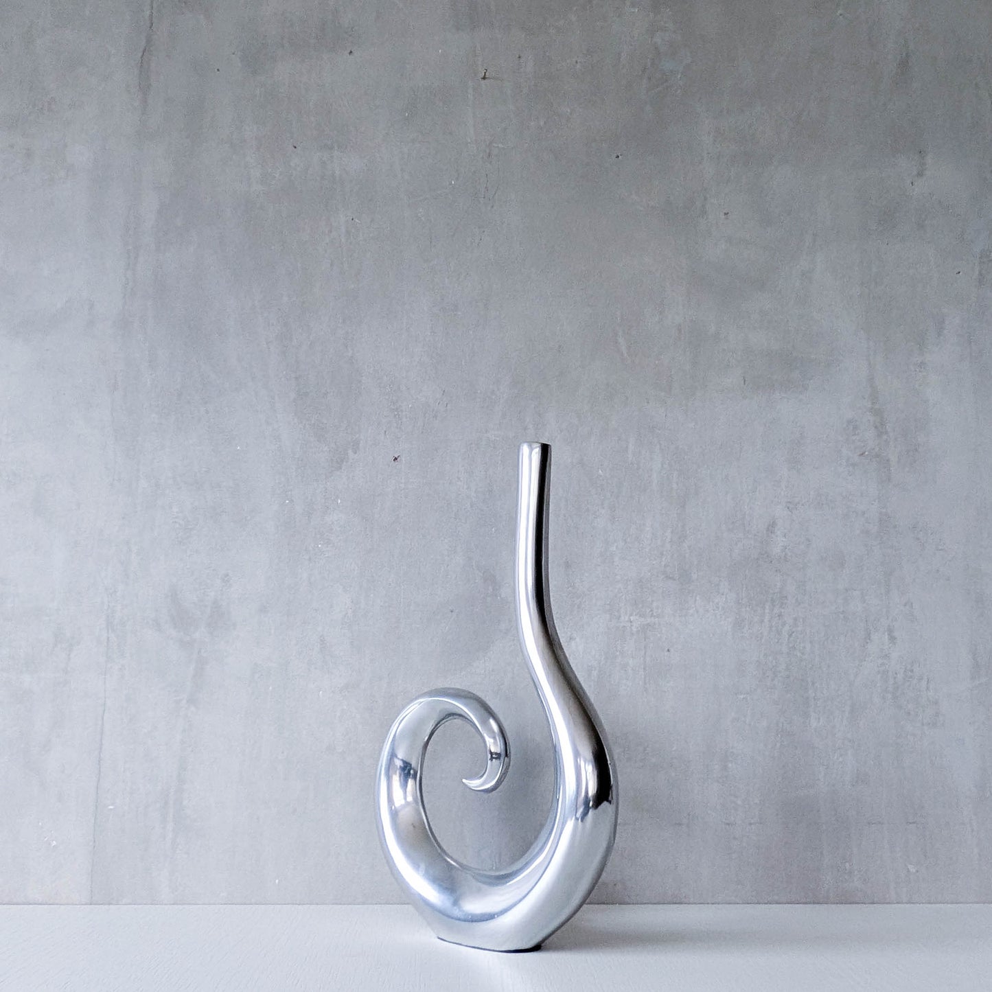 Vintage cast aluminium tall spiral swirl sculptural bud vase