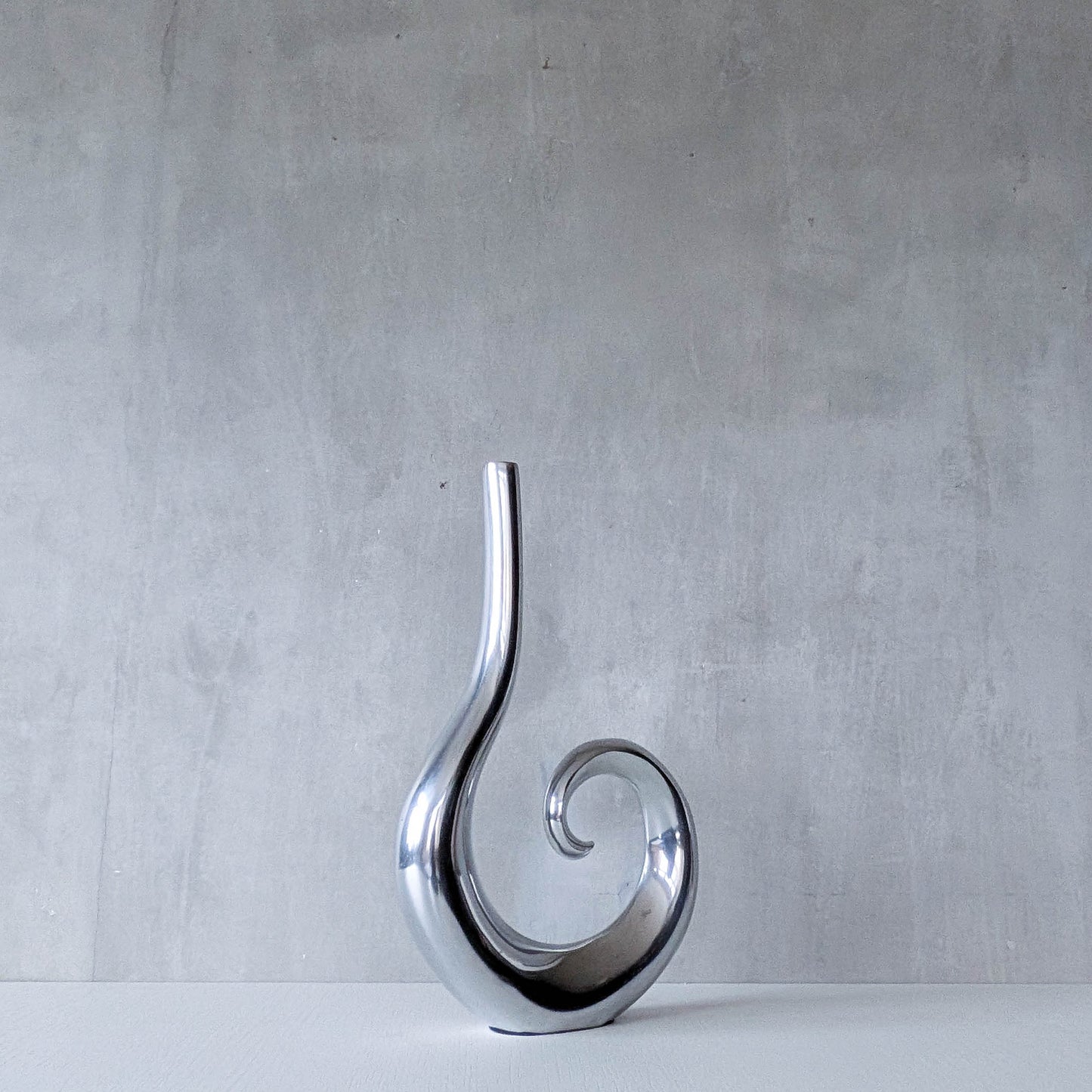 Vintage cast aluminium tall spiral swirl sculptural bud vase