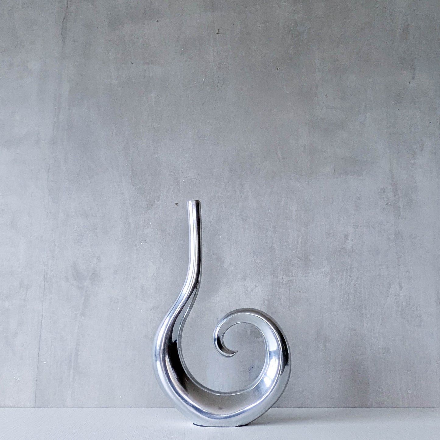 Vintage cast aluminium tall spiral swirl sculptural bud vase