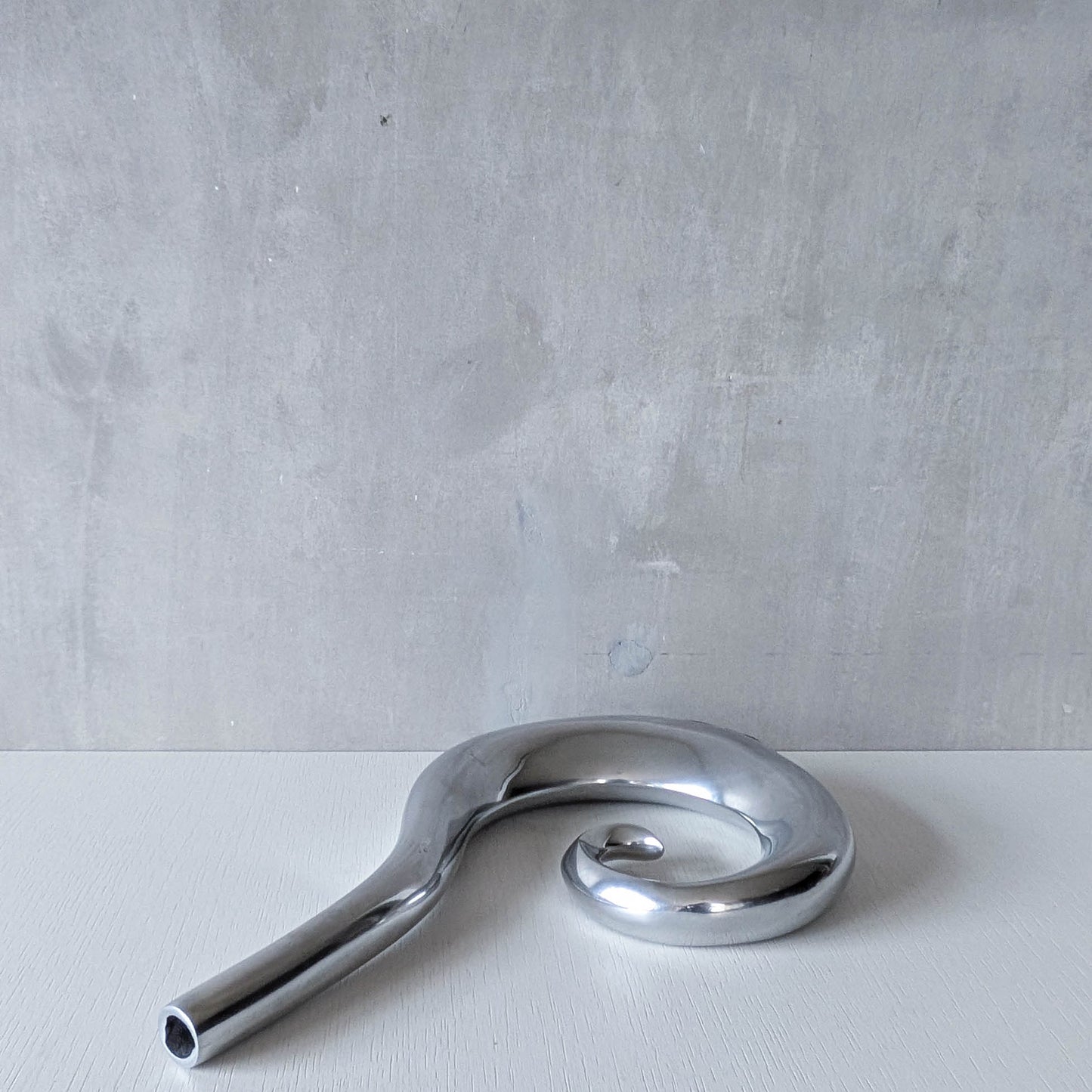 Vintage cast aluminium tall spiral swirl sculptural bud vase