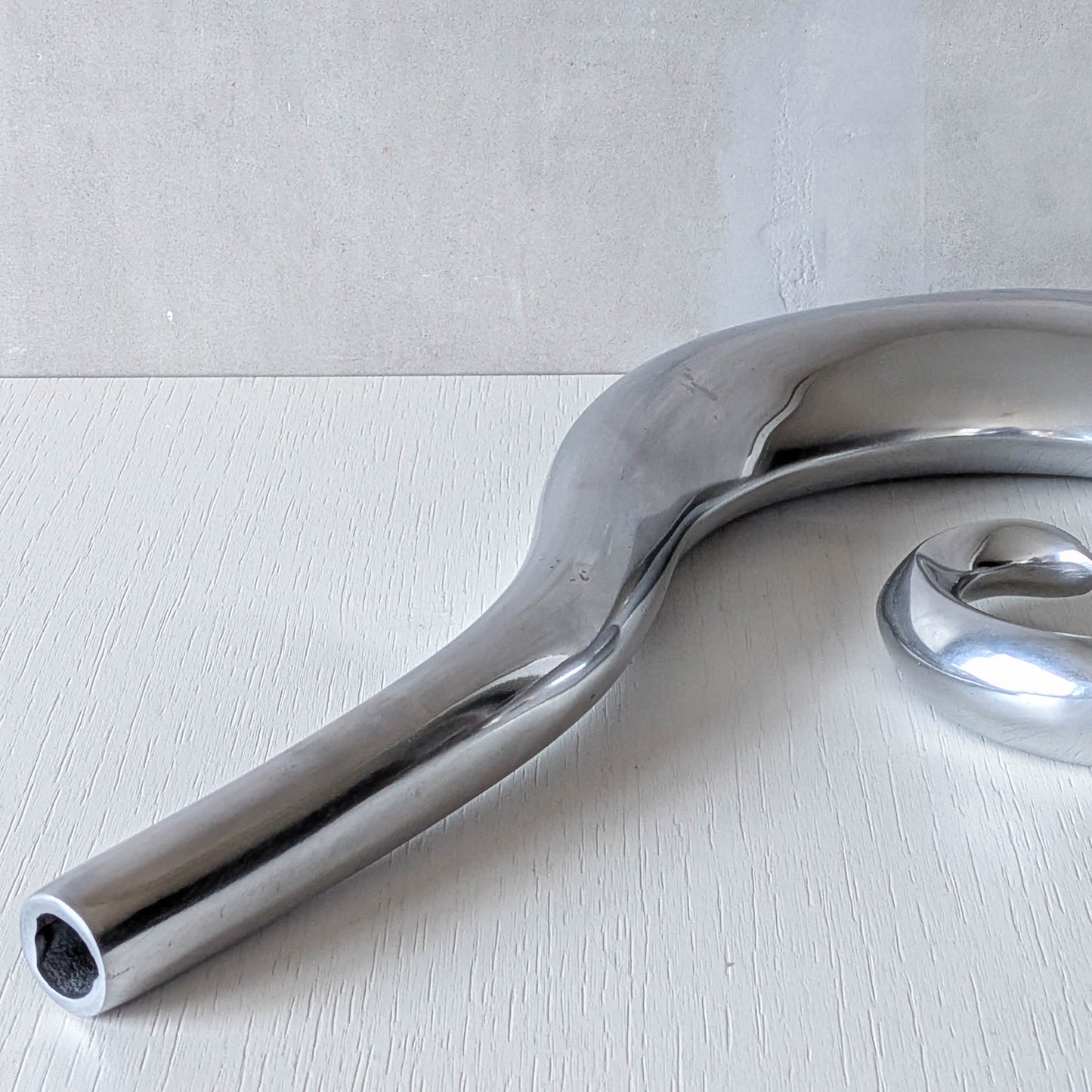 Vintage cast aluminium tall spiral swirl sculptural bud vase