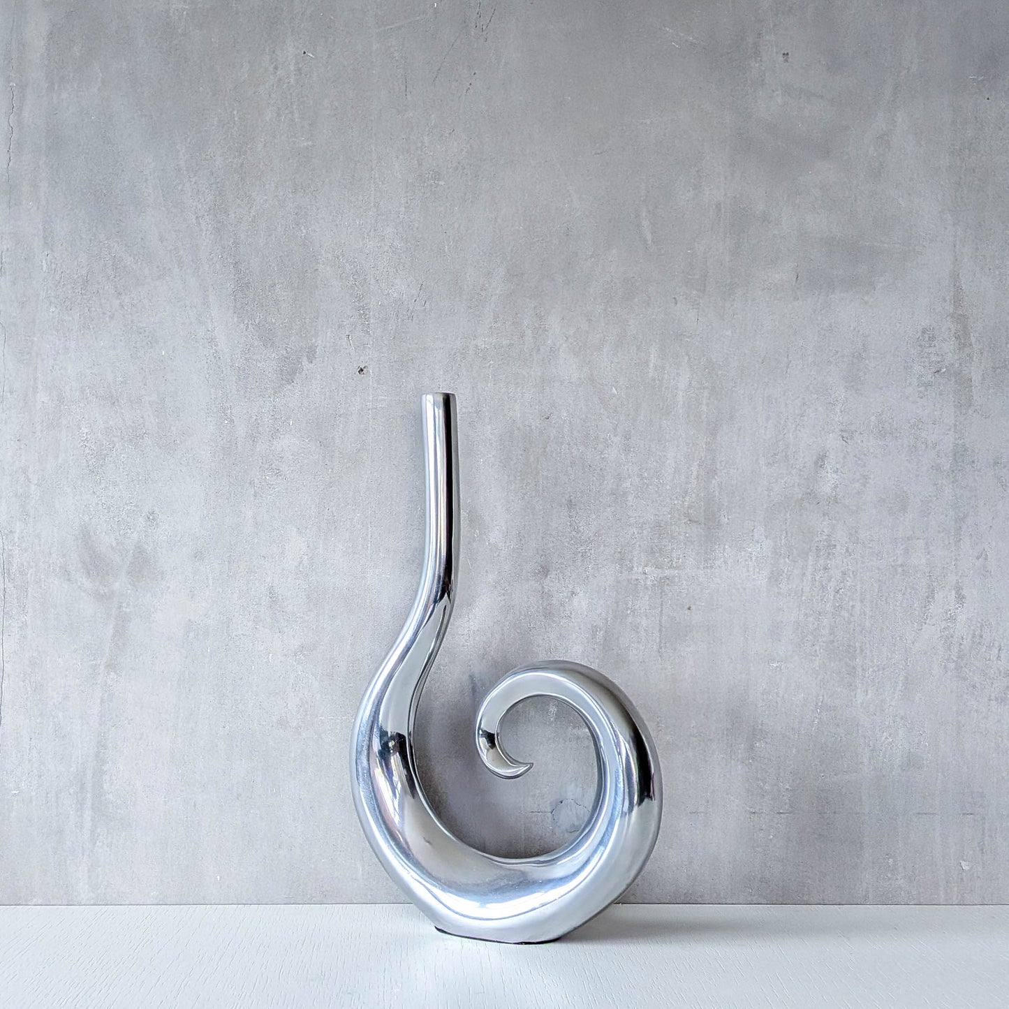 Vintage cast aluminium tall spiral swirl sculptural bud vase