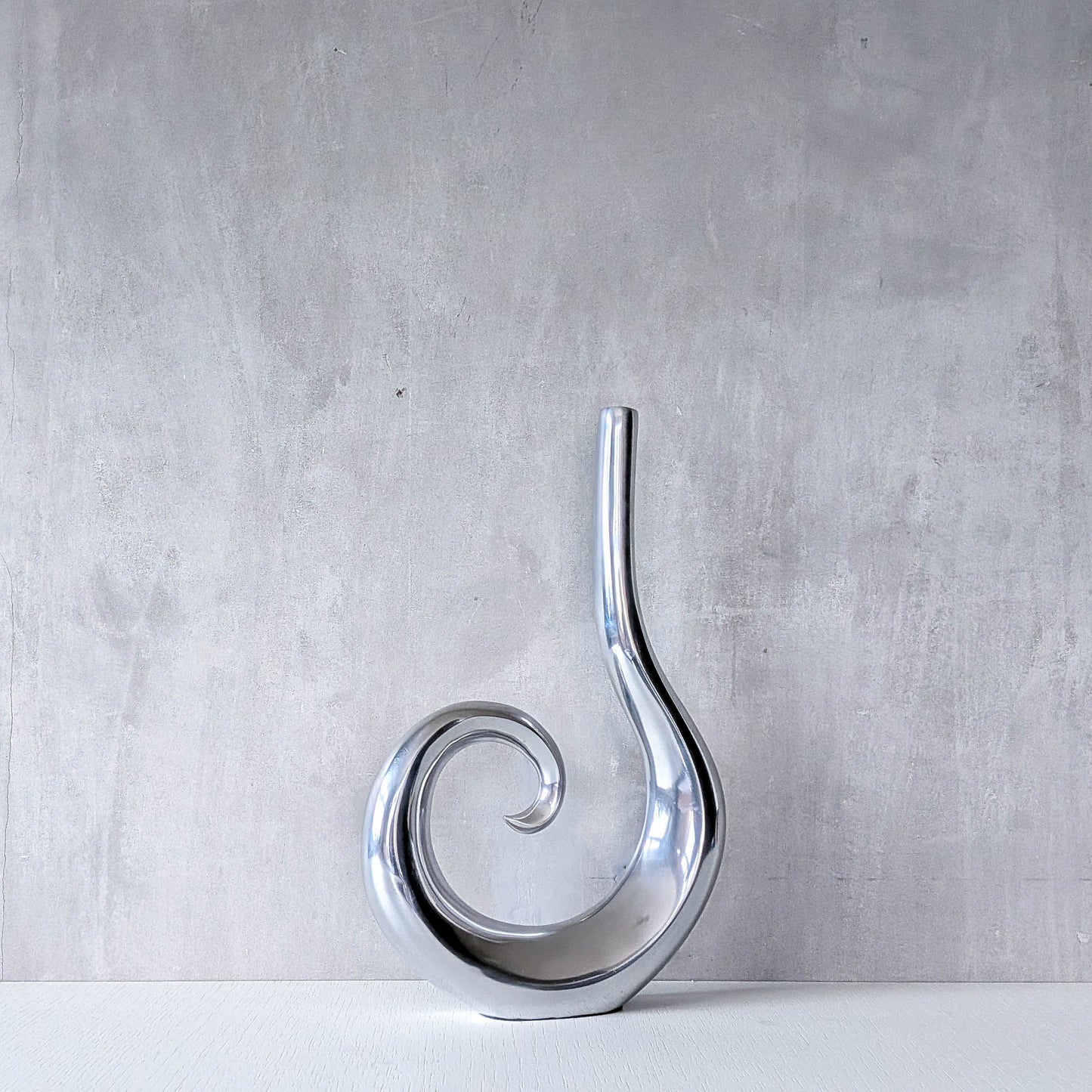 Vintage cast aluminium tall spiral swirl sculptural bud vase