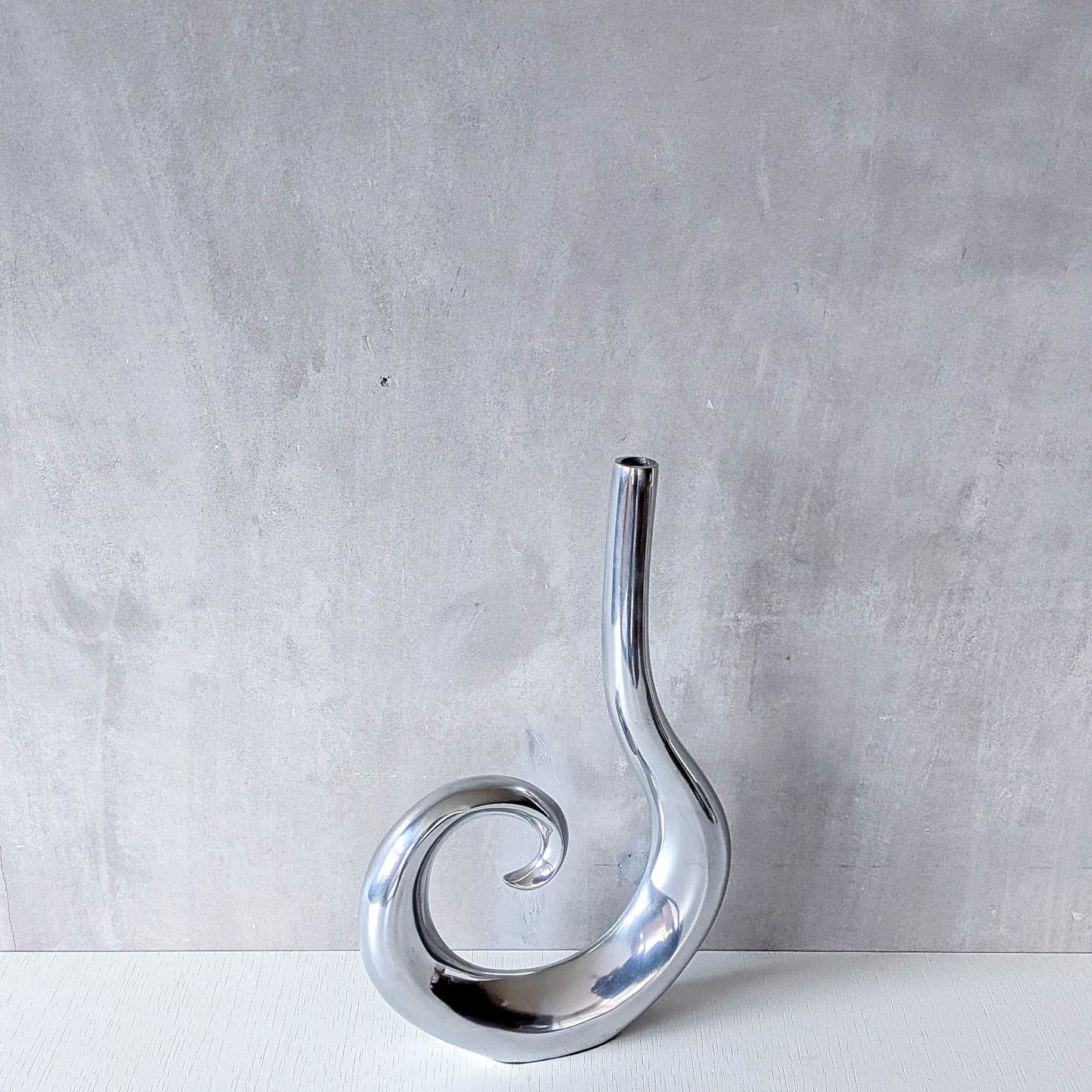 Vintage cast aluminium tall spiral swirl sculptural bud vase