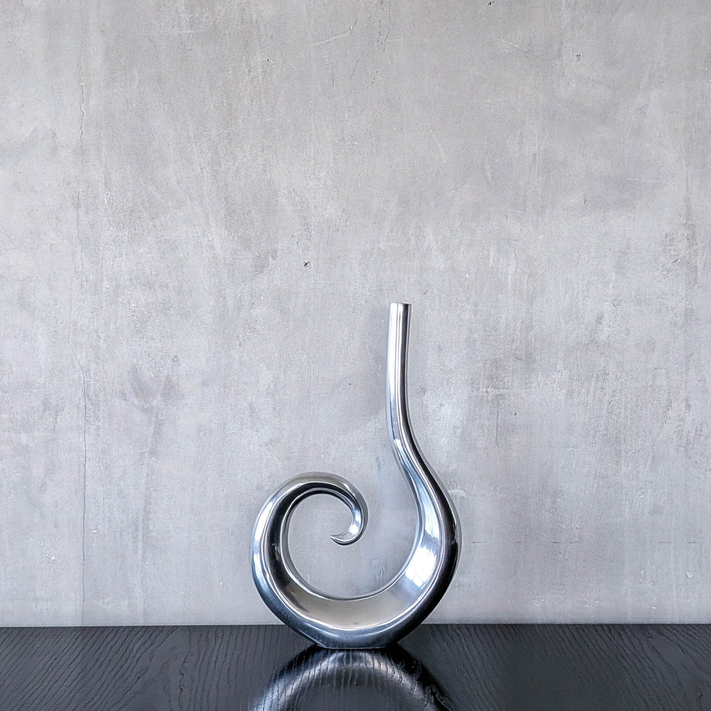 Vintage cast aluminium tall spiral swirl sculptural bud vase