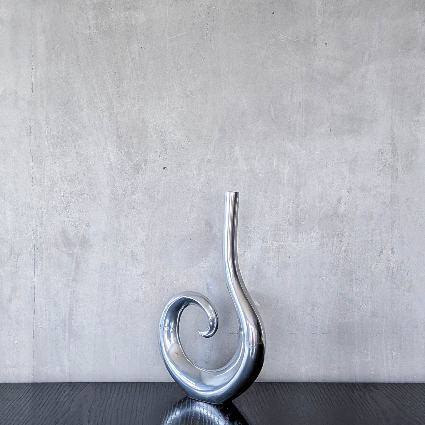Vintage cast aluminium tall spiral swirl sculptural bud vase