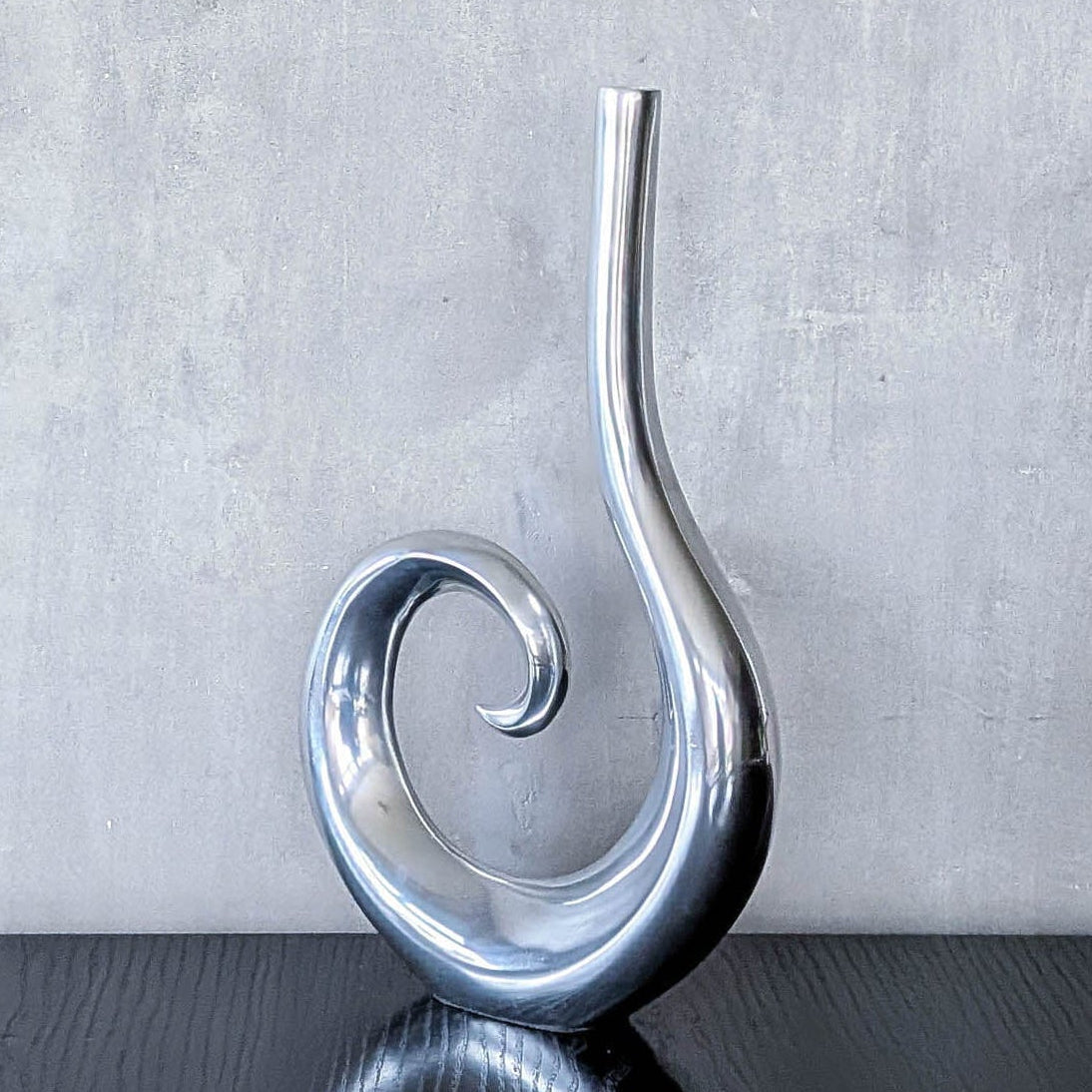 Vintage cast aluminium tall spiral swirl sculptural bud vase
