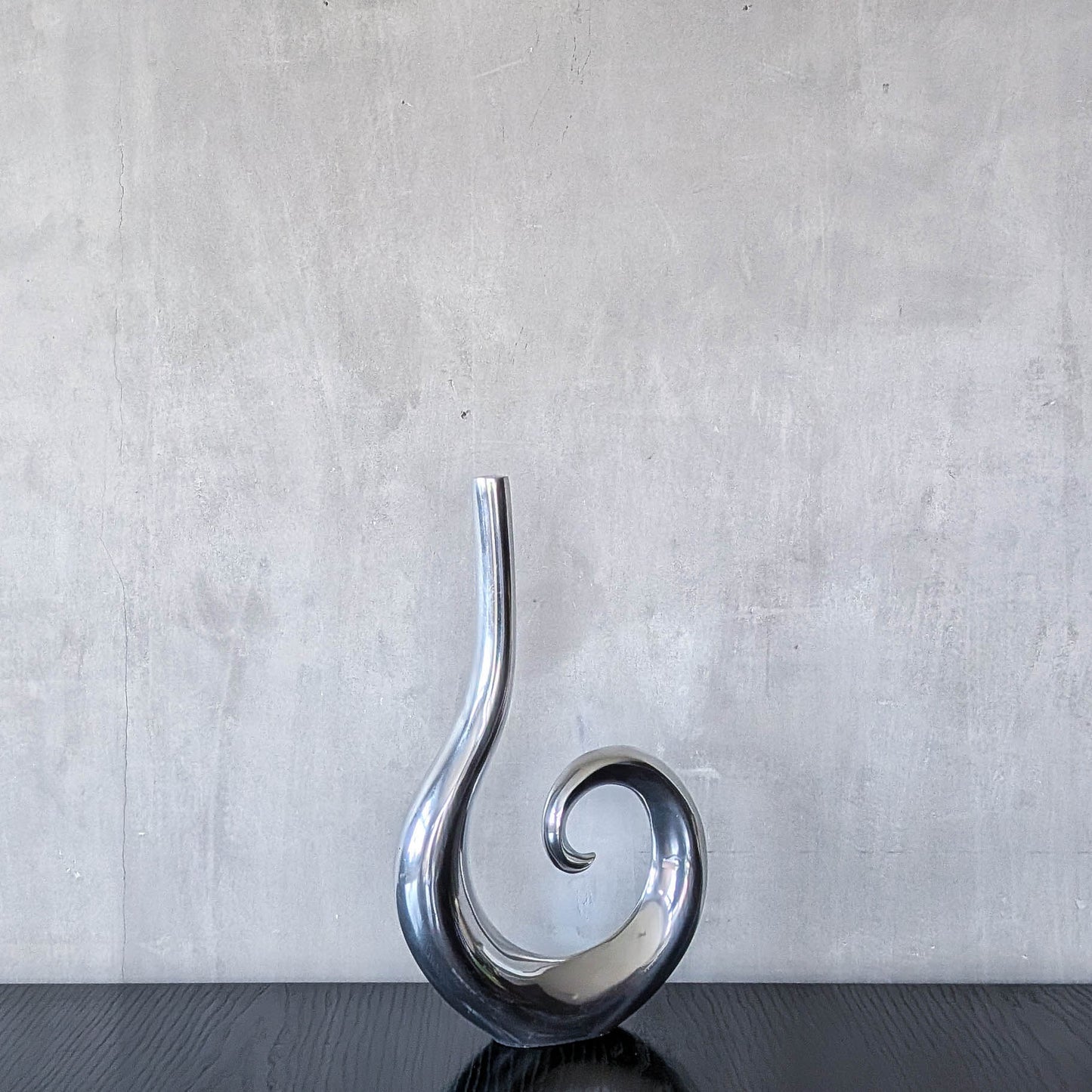 Vintage cast aluminium tall spiral swirl sculptural bud vase