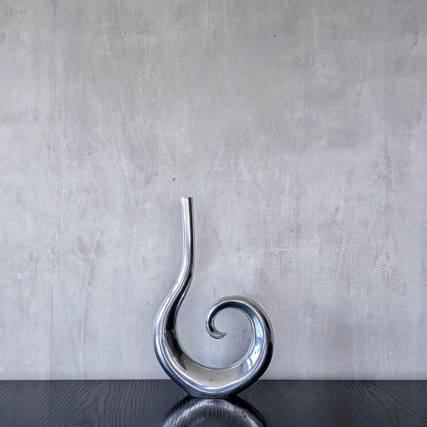 Vintage cast aluminium tall spiral swirl sculptural bud vase