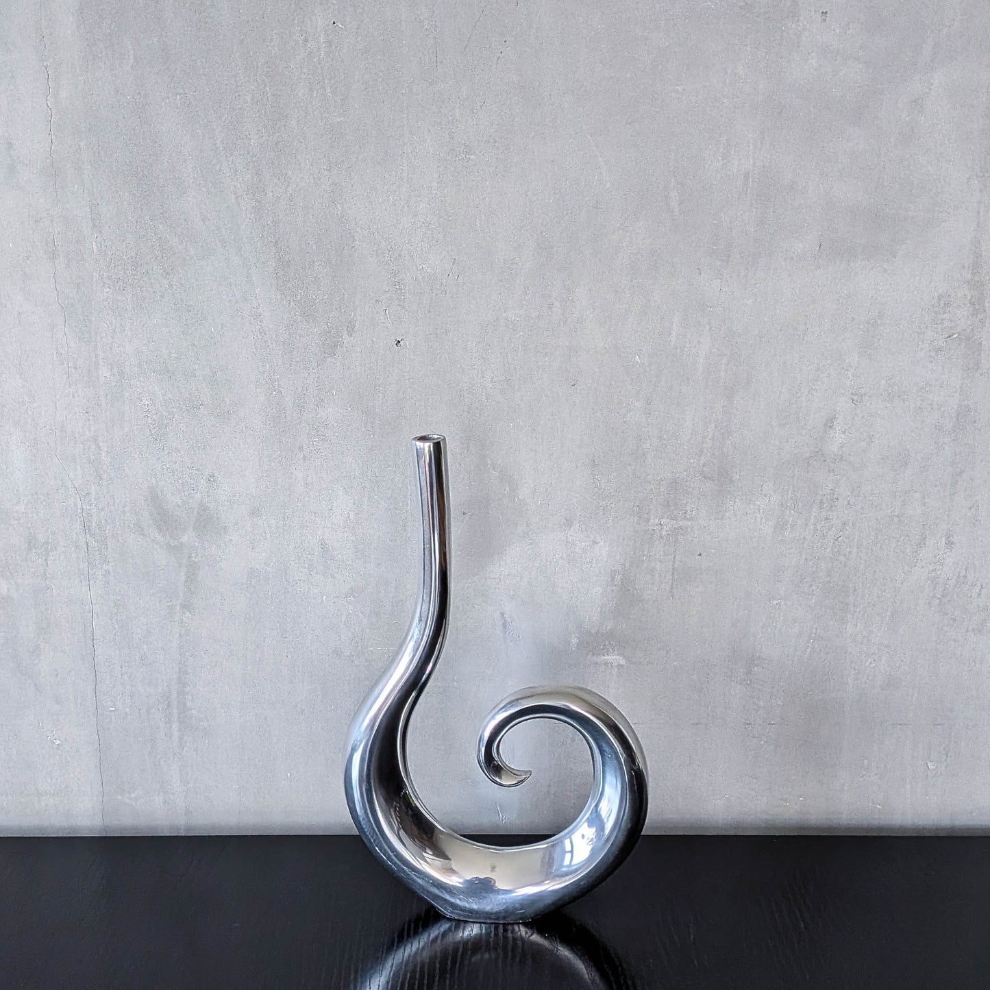 Vintage cast aluminium tall spiral swirl sculptural bud vase