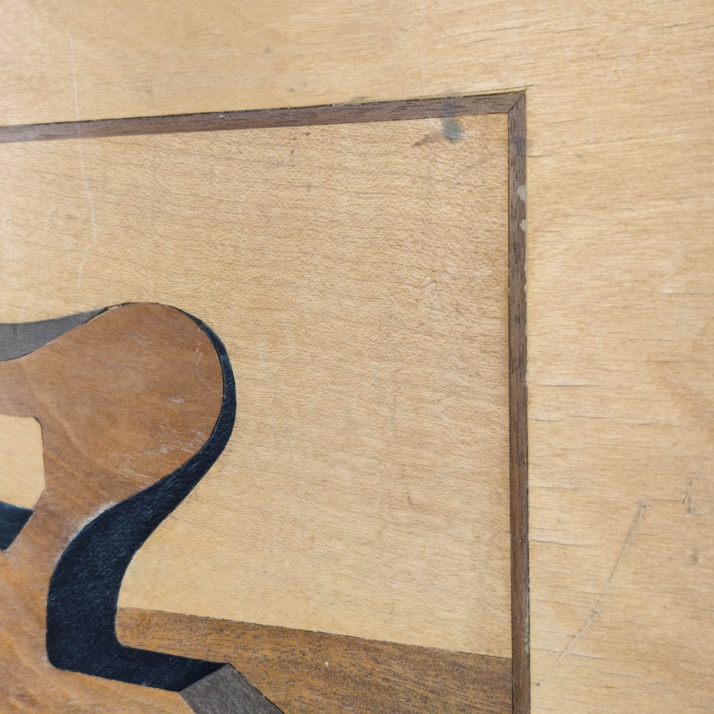 'Sculpted Form' vintage marquetry inlaid veneer plywood panel