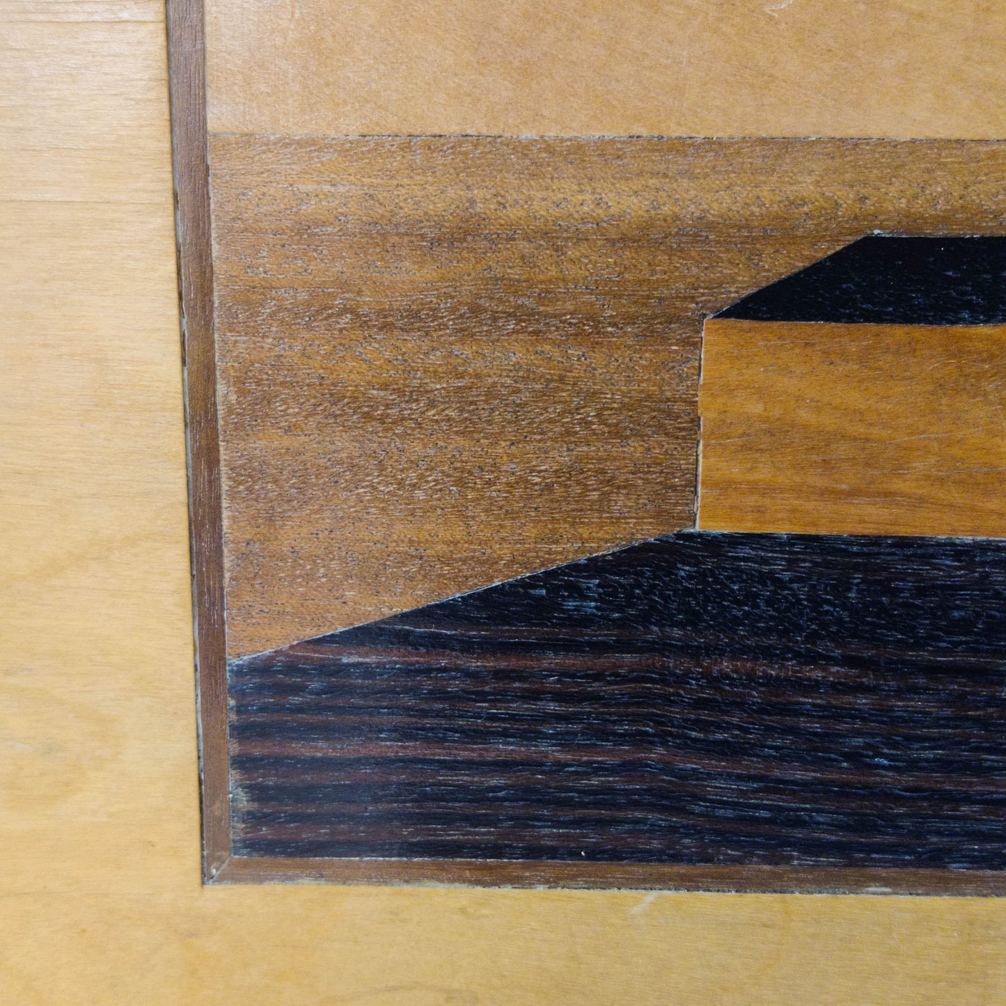 'Sculpted Form' vintage marquetry inlaid veneer plywood panel