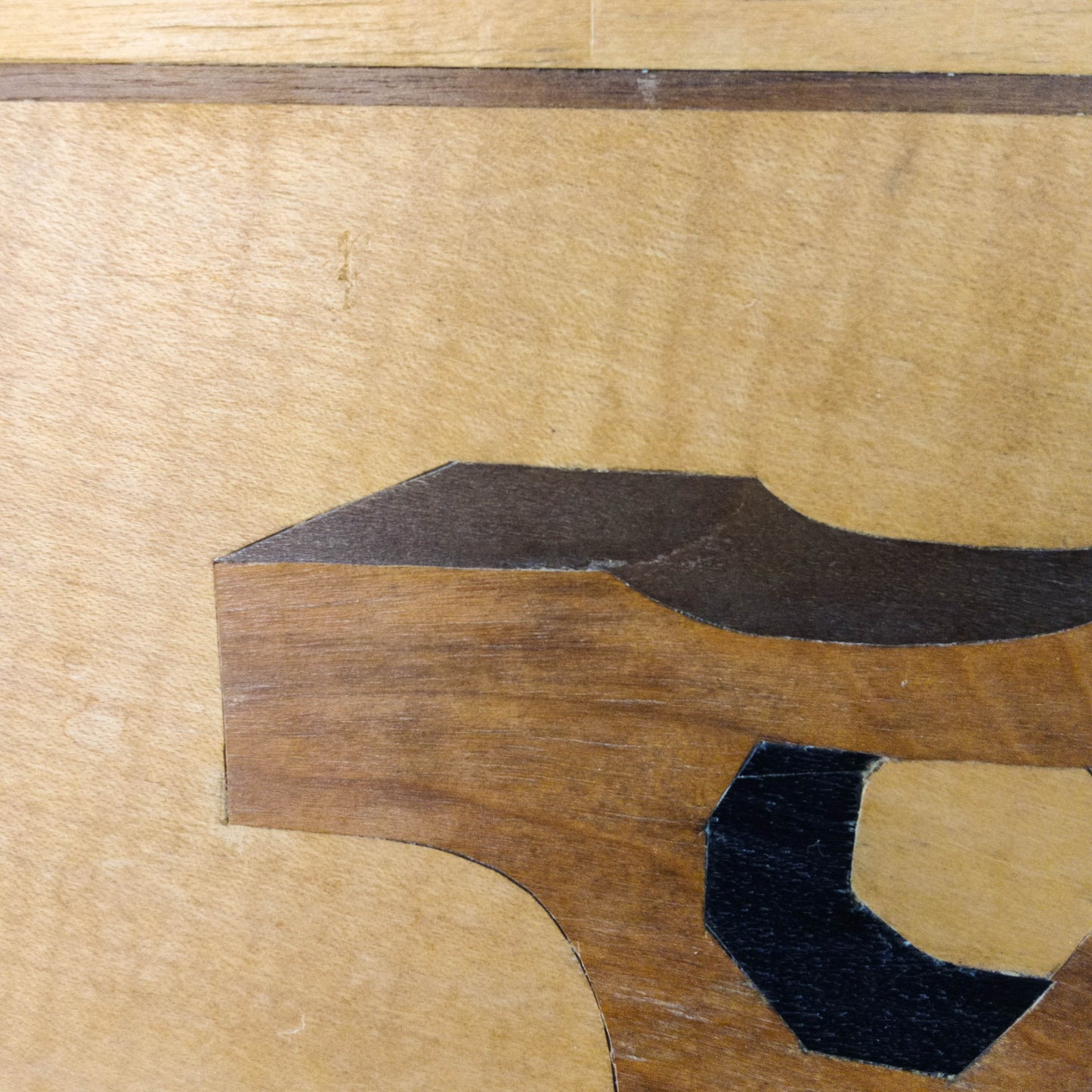 'Sculpted Form' vintage marquetry inlaid veneer plywood panel