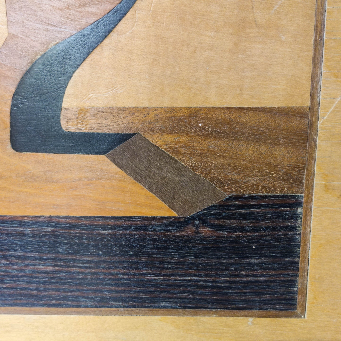'Sculpted Form' vintage marquetry inlaid veneer plywood panel
