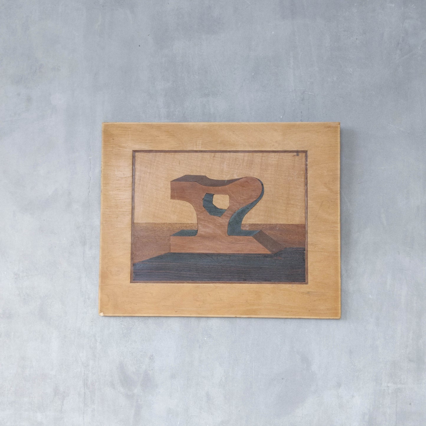 'Sculpted Form' vintage marquetry inlaid veneer plywood panel