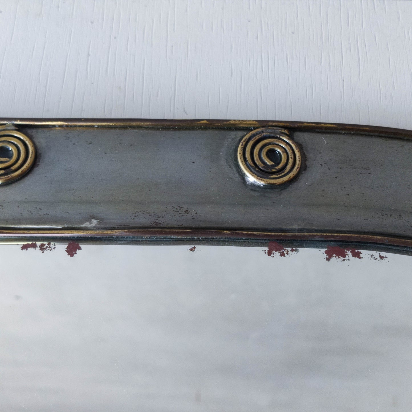 Vintage steel mirror wall candle sconce with wire spiral details