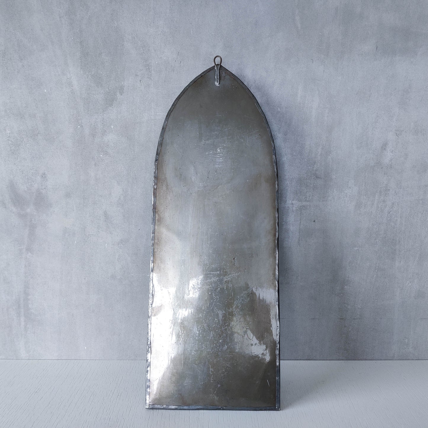 Vintage steel mirror wall candle sconce with wire spiral details