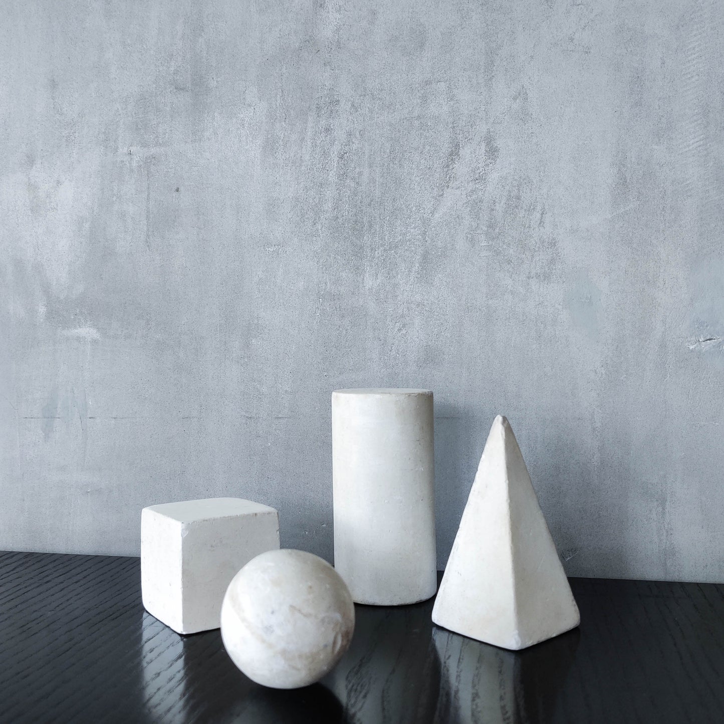 Set of 8 mid century cast plaster artist drawing geometric models sculptures