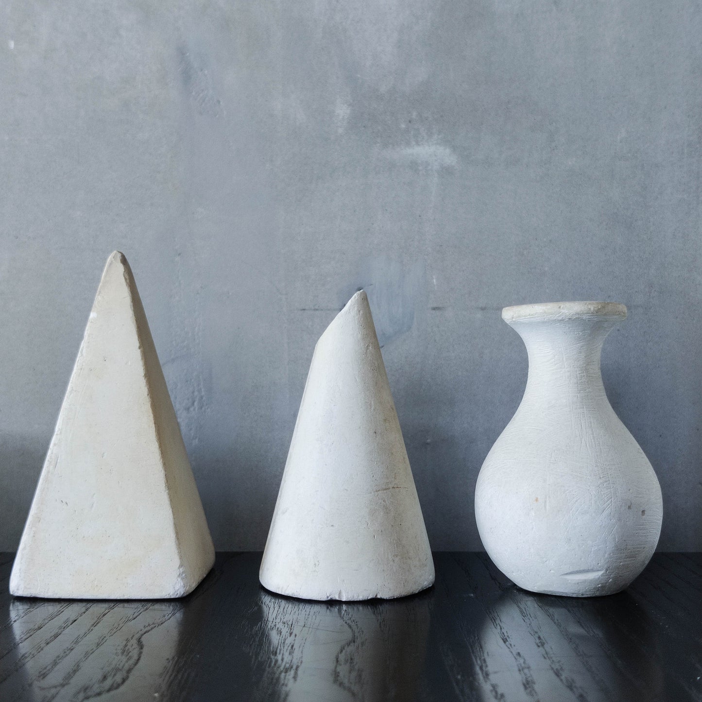 Set of 8 mid century cast plaster artist drawing geometric models sculptures