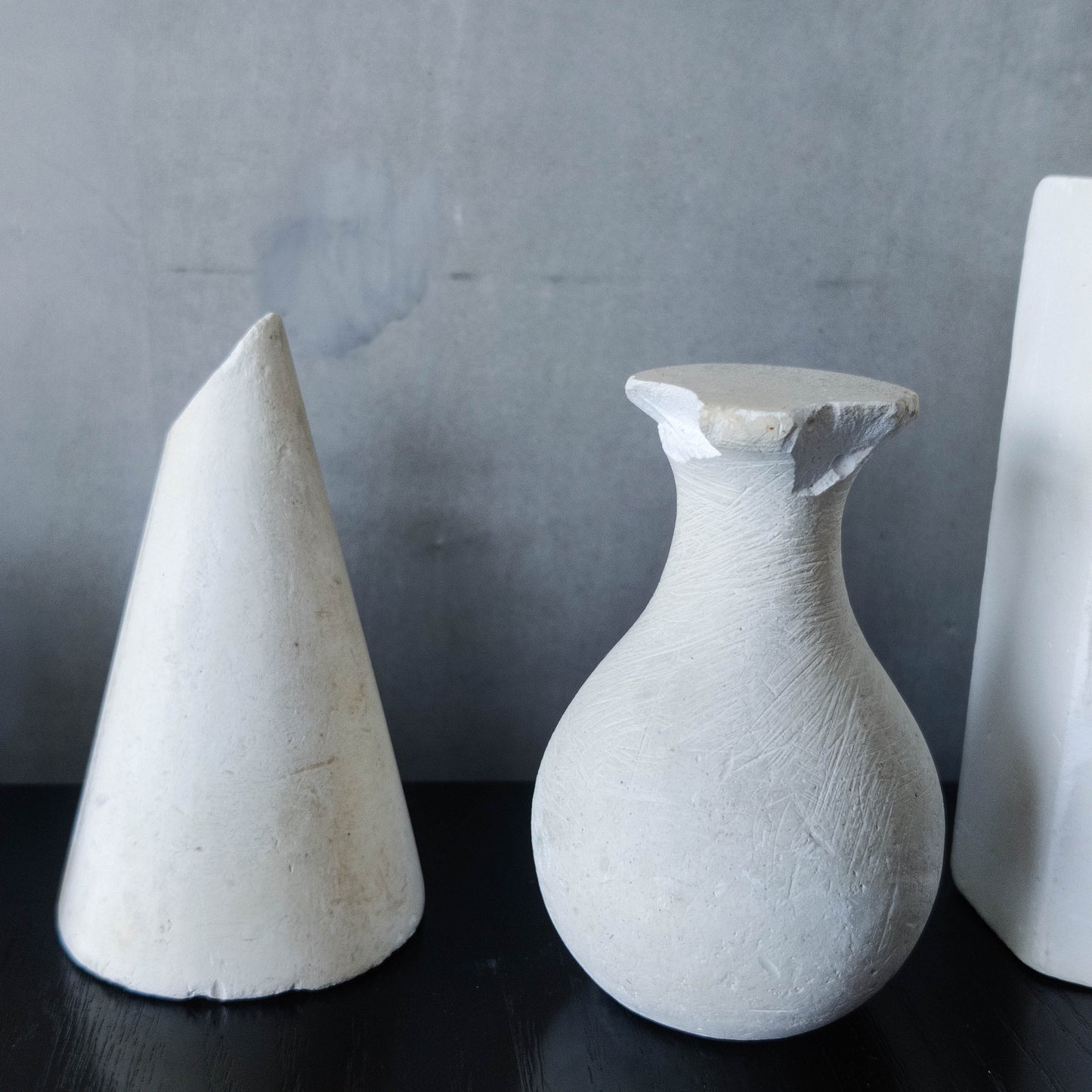 Set of 8 mid century cast plaster artist drawing geometric models sculptures