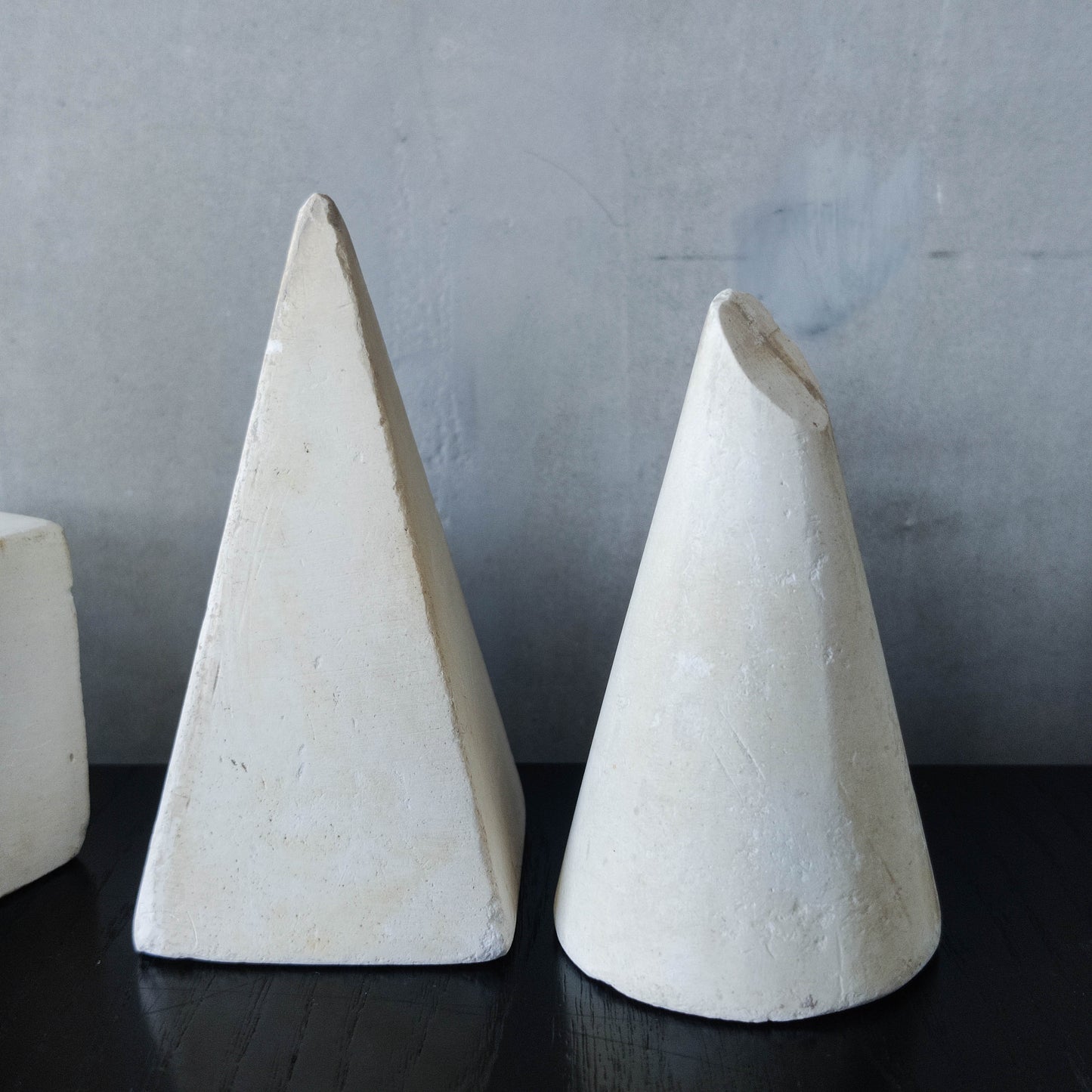 Set of 8 mid century cast plaster artist drawing geometric models sculptures