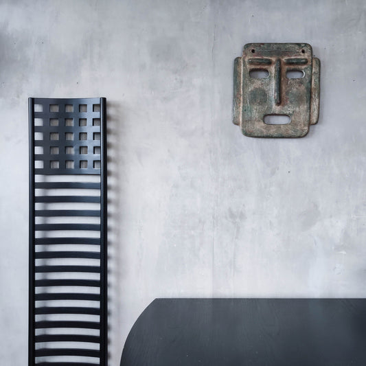 Midcentury Italian large sculptural terracotta painted folk art wall mask