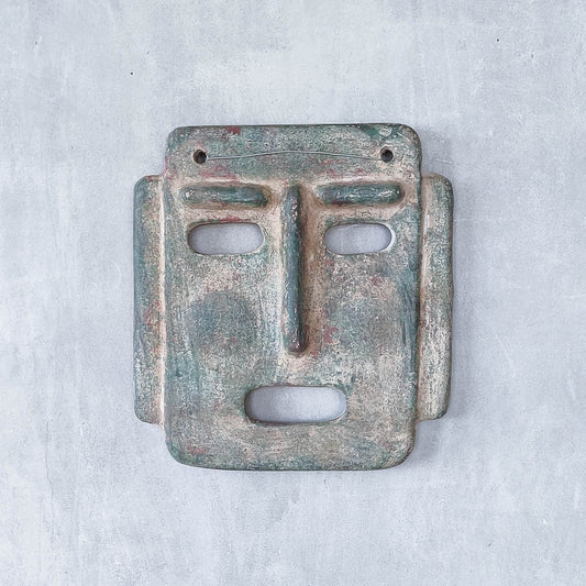 Midcentury Italian large sculptural terracotta painted folk art wall mask