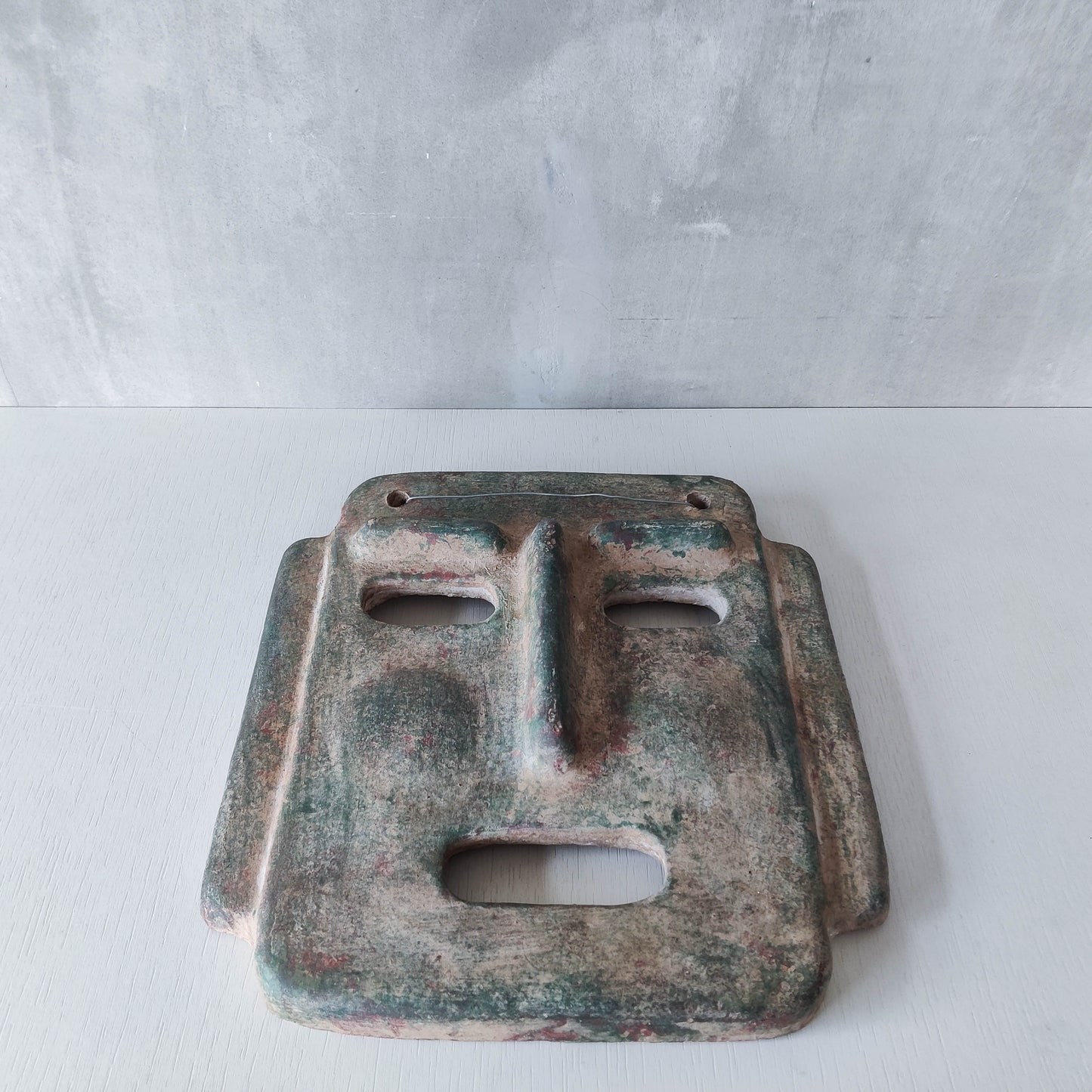 Midcentury Italian large sculptural terracotta painted folk art wall mask