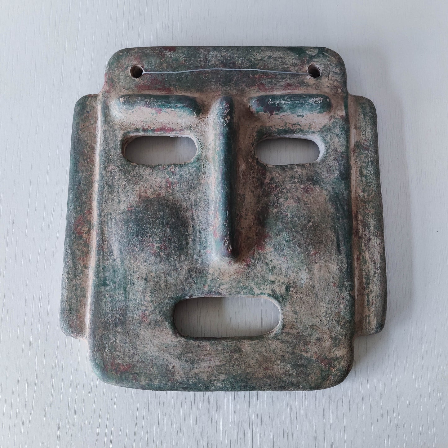 Midcentury Italian large sculptural terracotta painted folk art wall mask