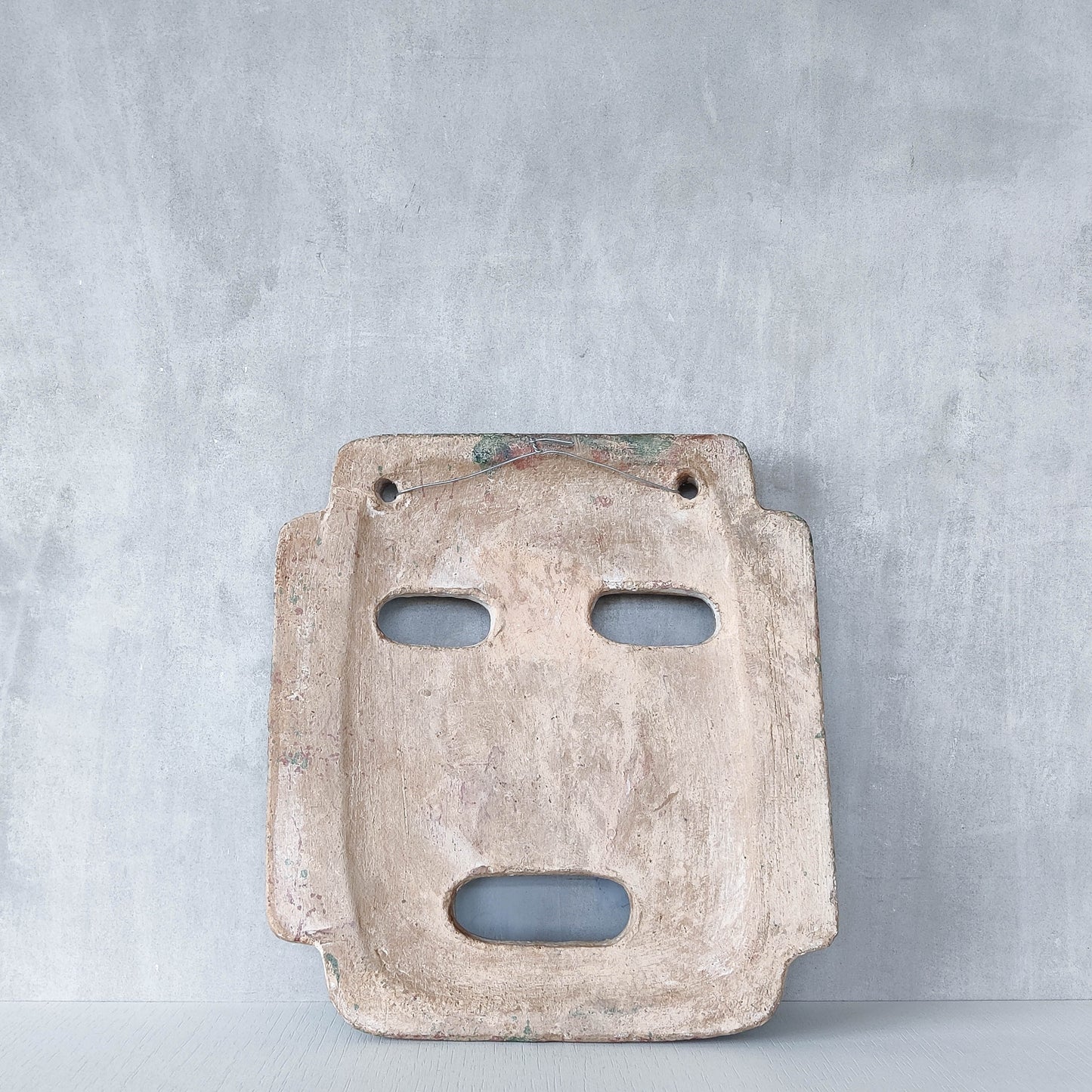 Midcentury Italian large sculptural terracotta painted folk art wall mask