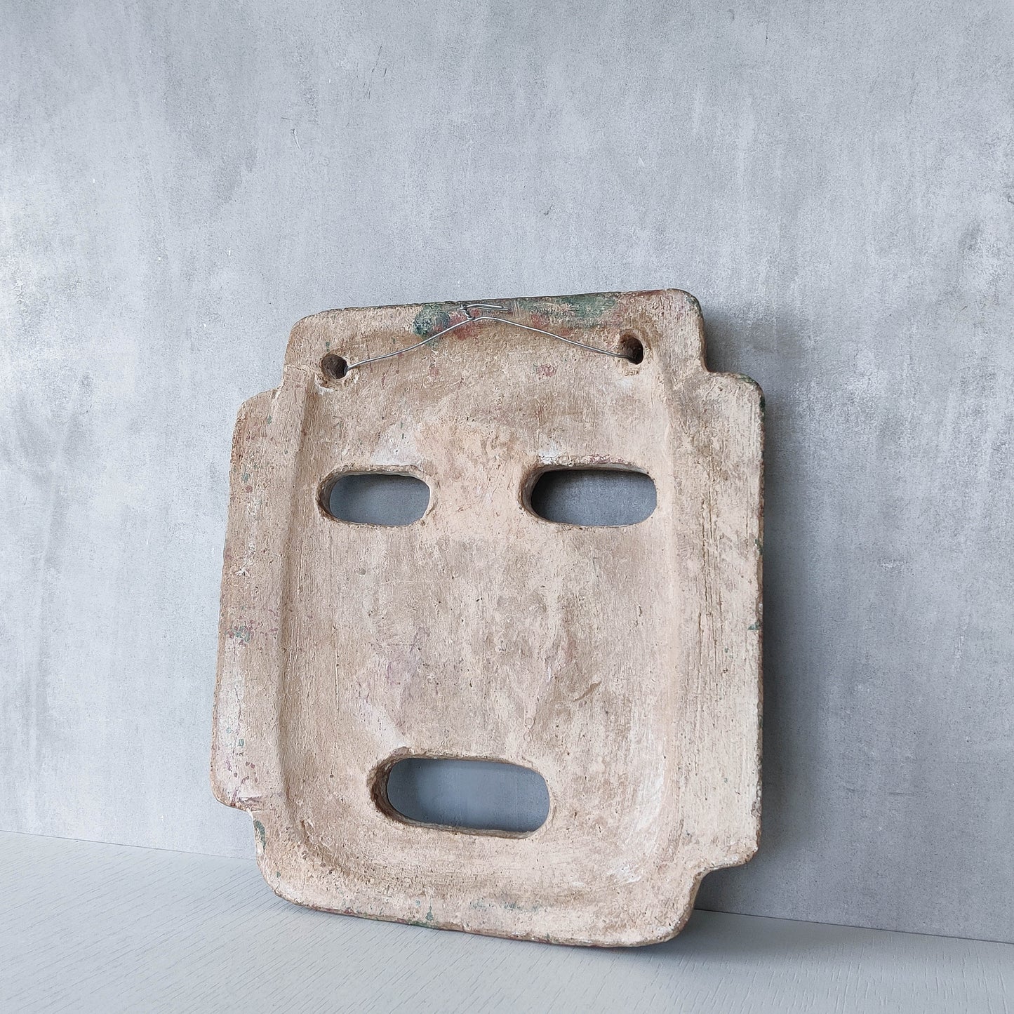 Midcentury Italian large sculptural terracotta painted folk art wall mask