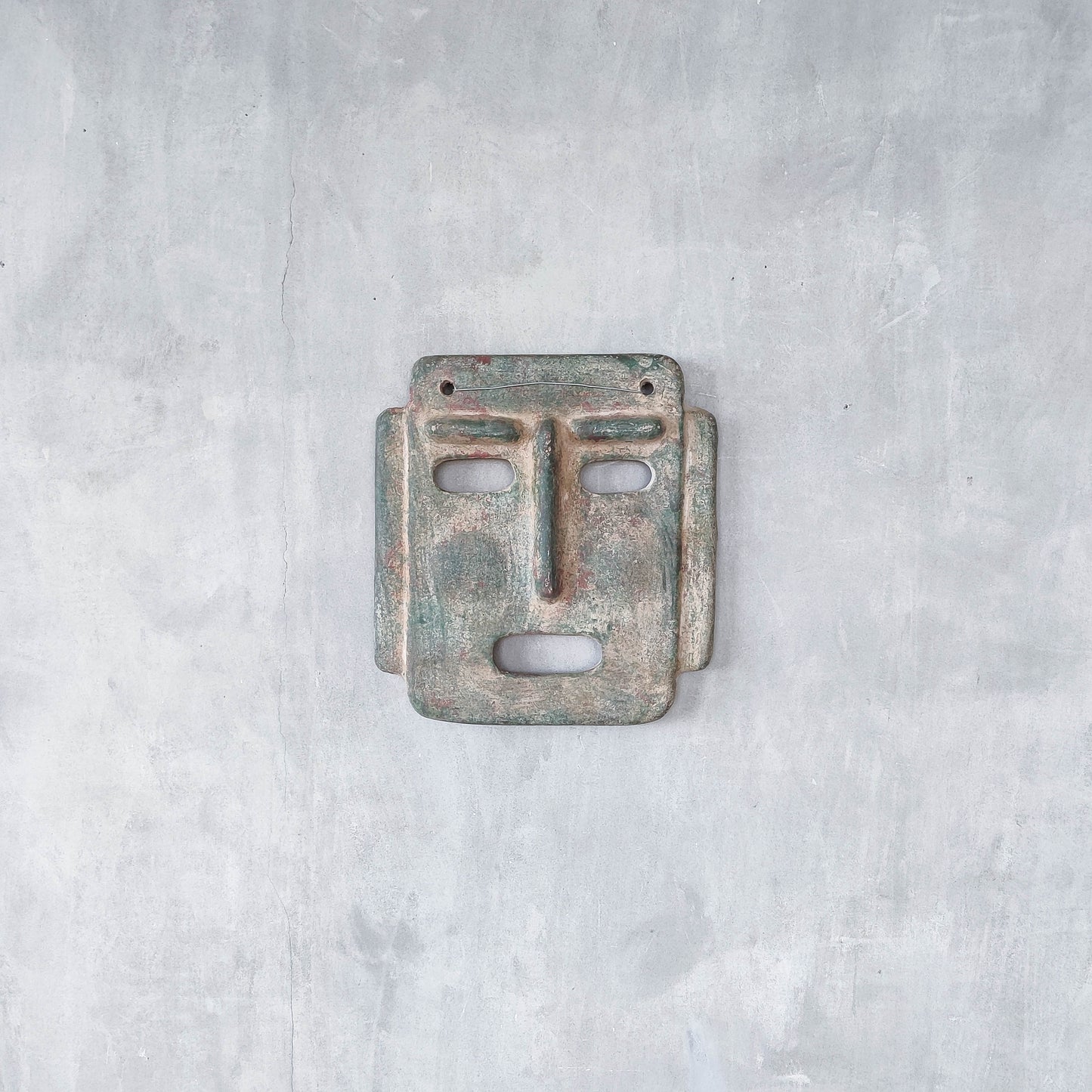 Midcentury Italian large sculptural terracotta painted folk art wall mask