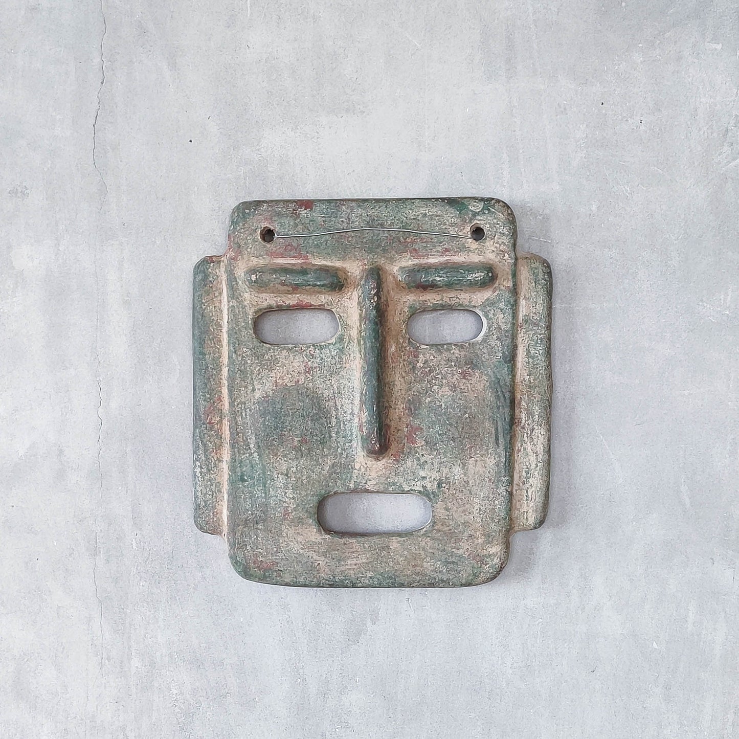 Midcentury Italian large sculptural terracotta painted folk art wall mask
