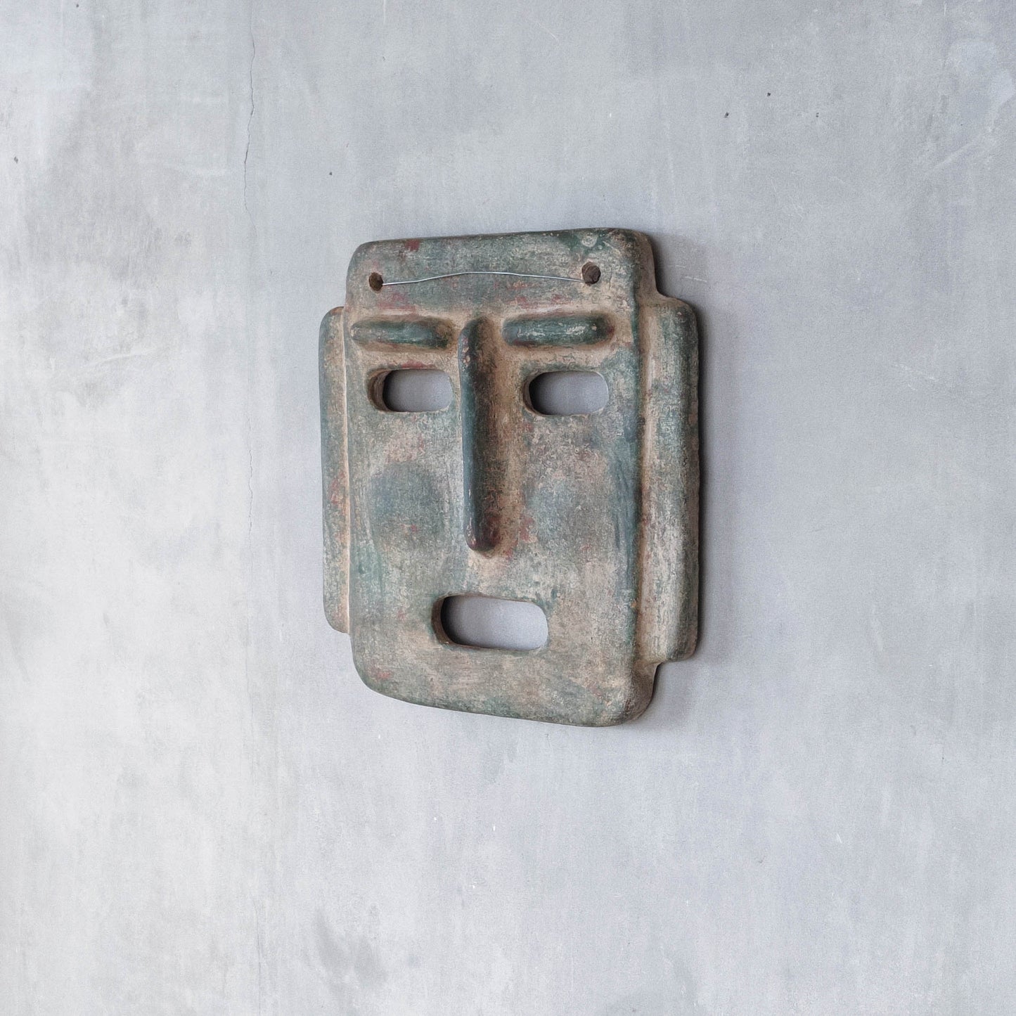 Midcentury Italian large sculptural terracotta painted folk art wall mask
