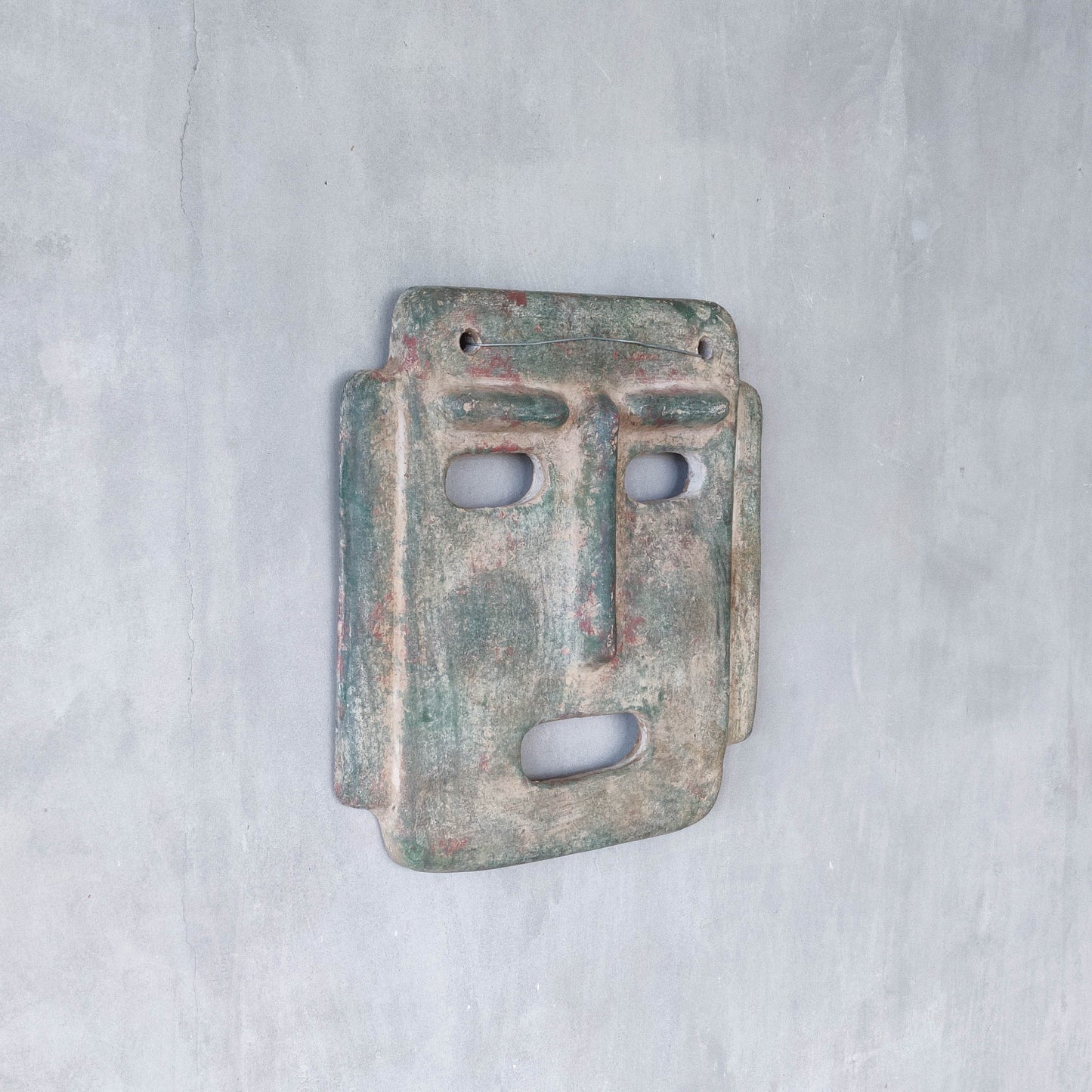 Midcentury Italian large sculptural terracotta painted folk art wall mask
