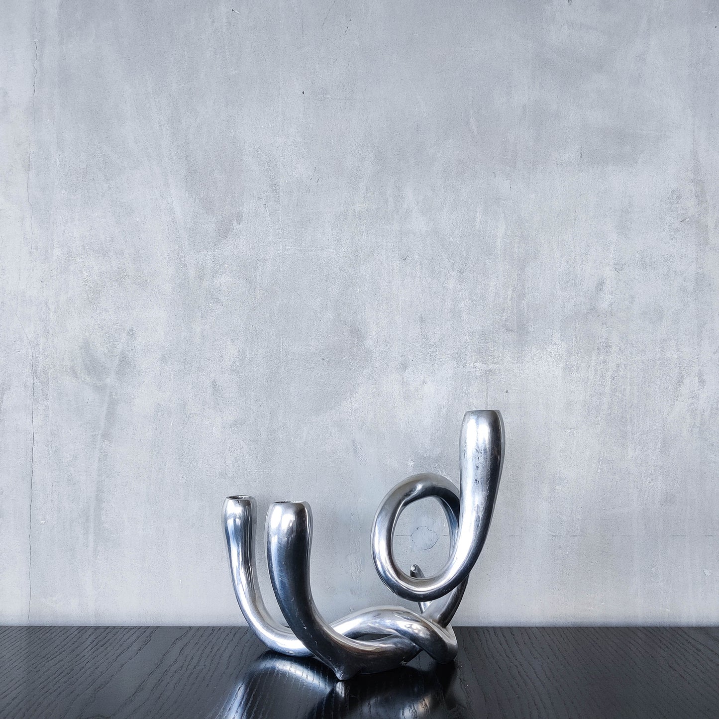 Vintage cast aluminium chunky sculptural twisted candelabra