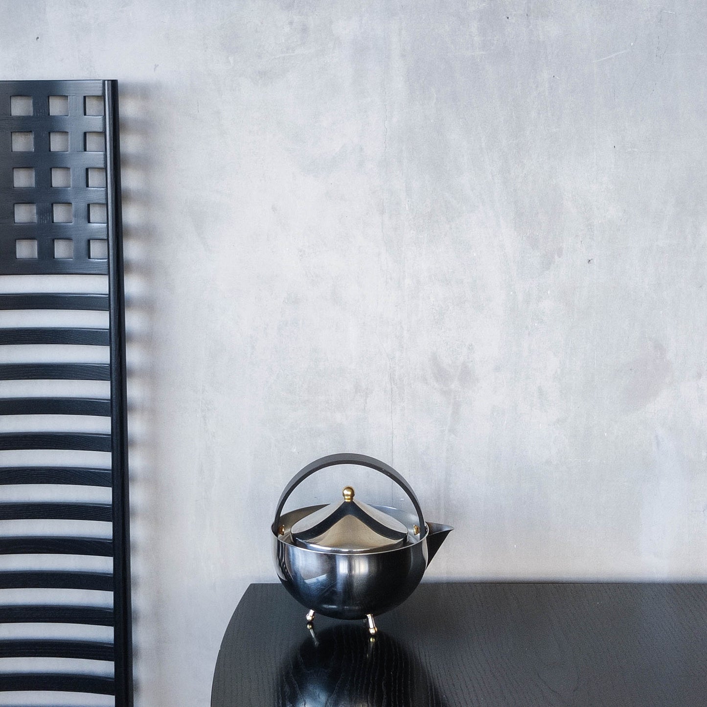 1980s Carsten Jorgensen stainless steel and brass 'Teabowl' teapot for Bodum