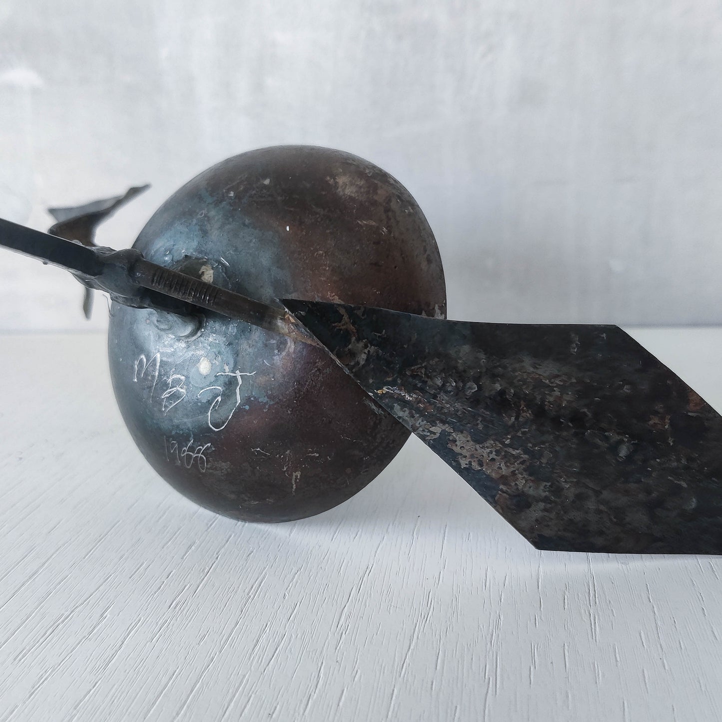 A vintage 1988 signed artisan made metalwork surreal candle holder with crab