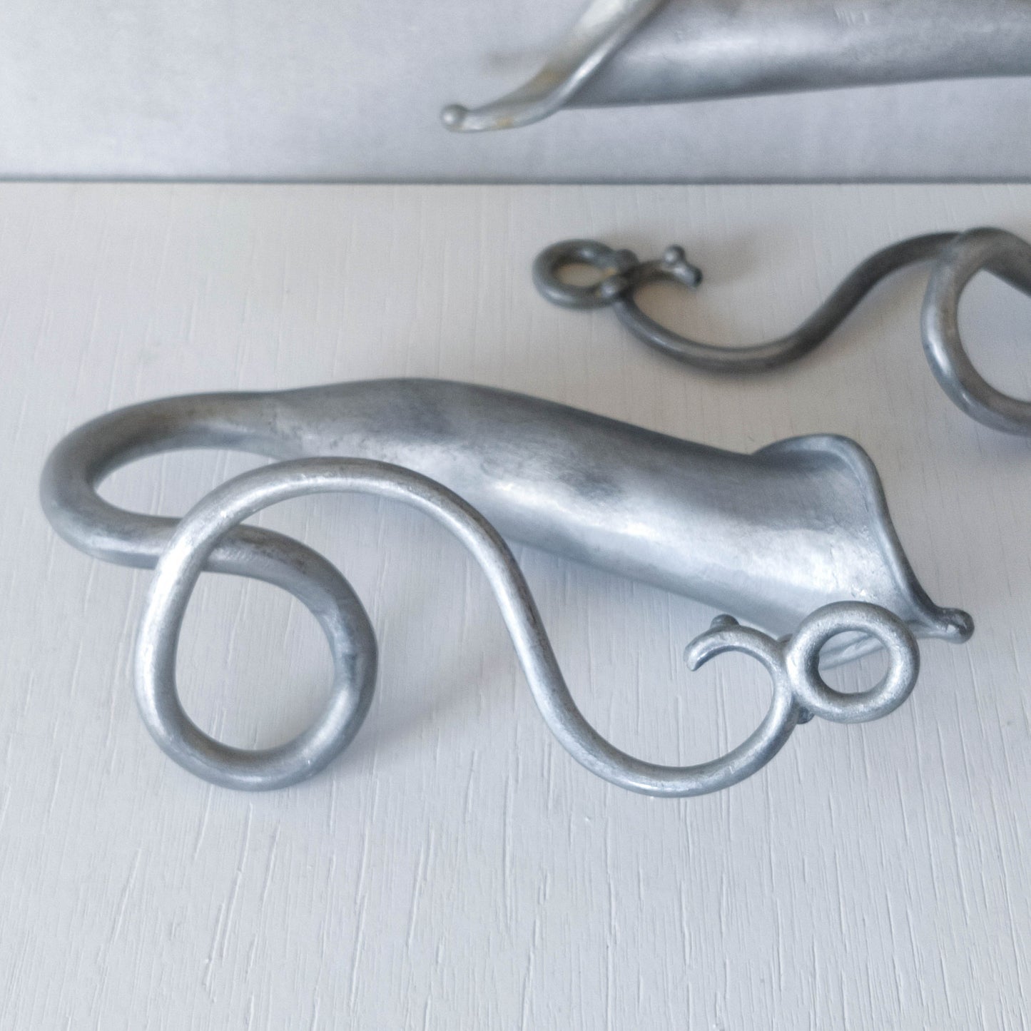 Pair of vintage handmade pewter candle holder wall sconces