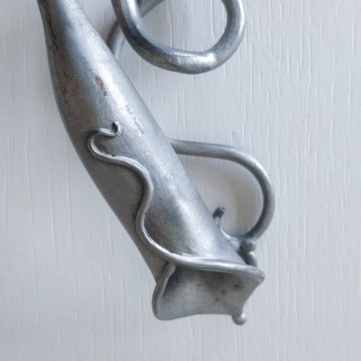 Pair of vintage handmade pewter candle holder wall sconces