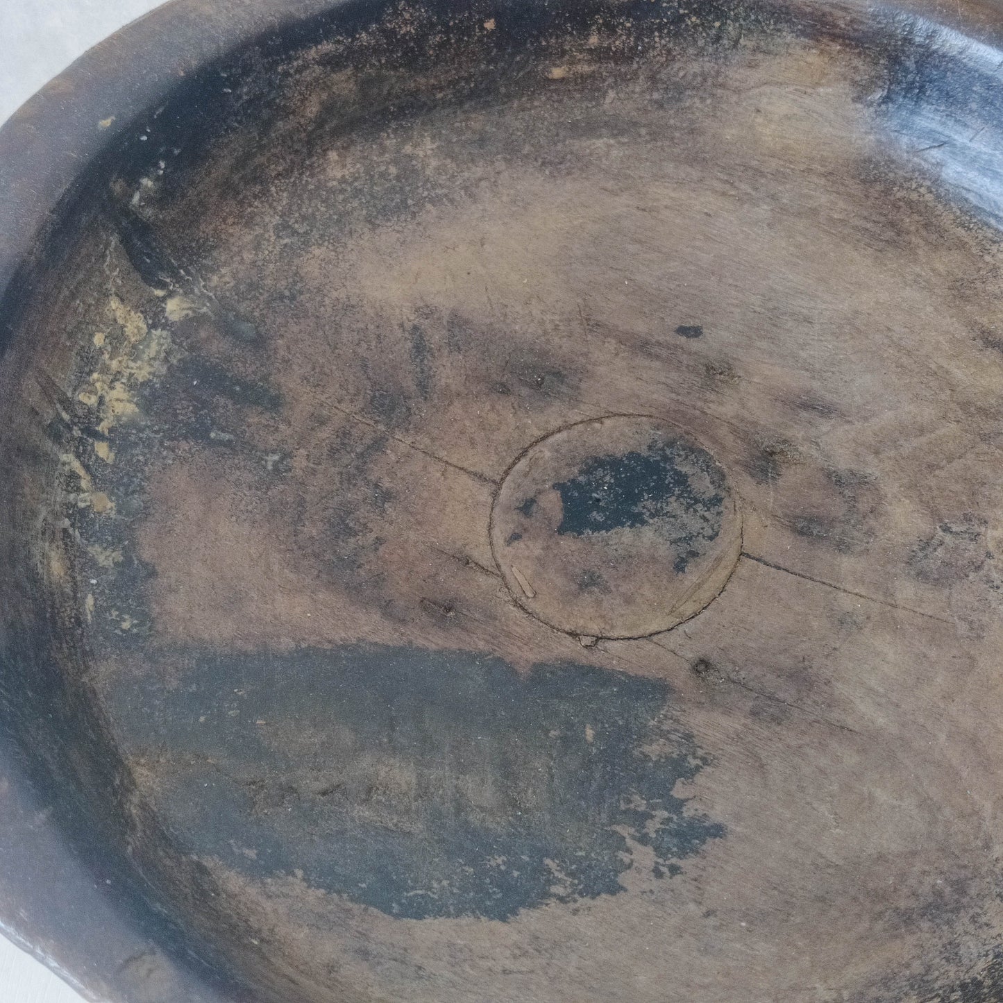 A large sculptural carved and turned vintage wooden pedestal bowl