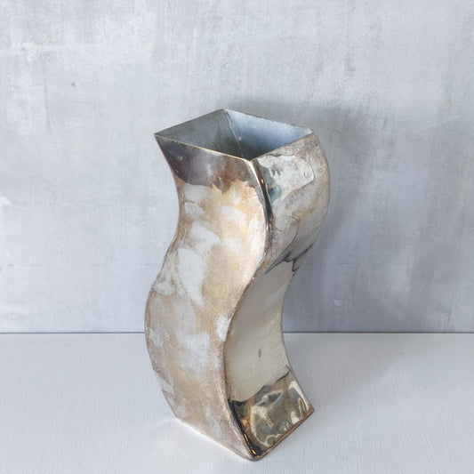 Vintage silver plated wavy sculptural S vase
