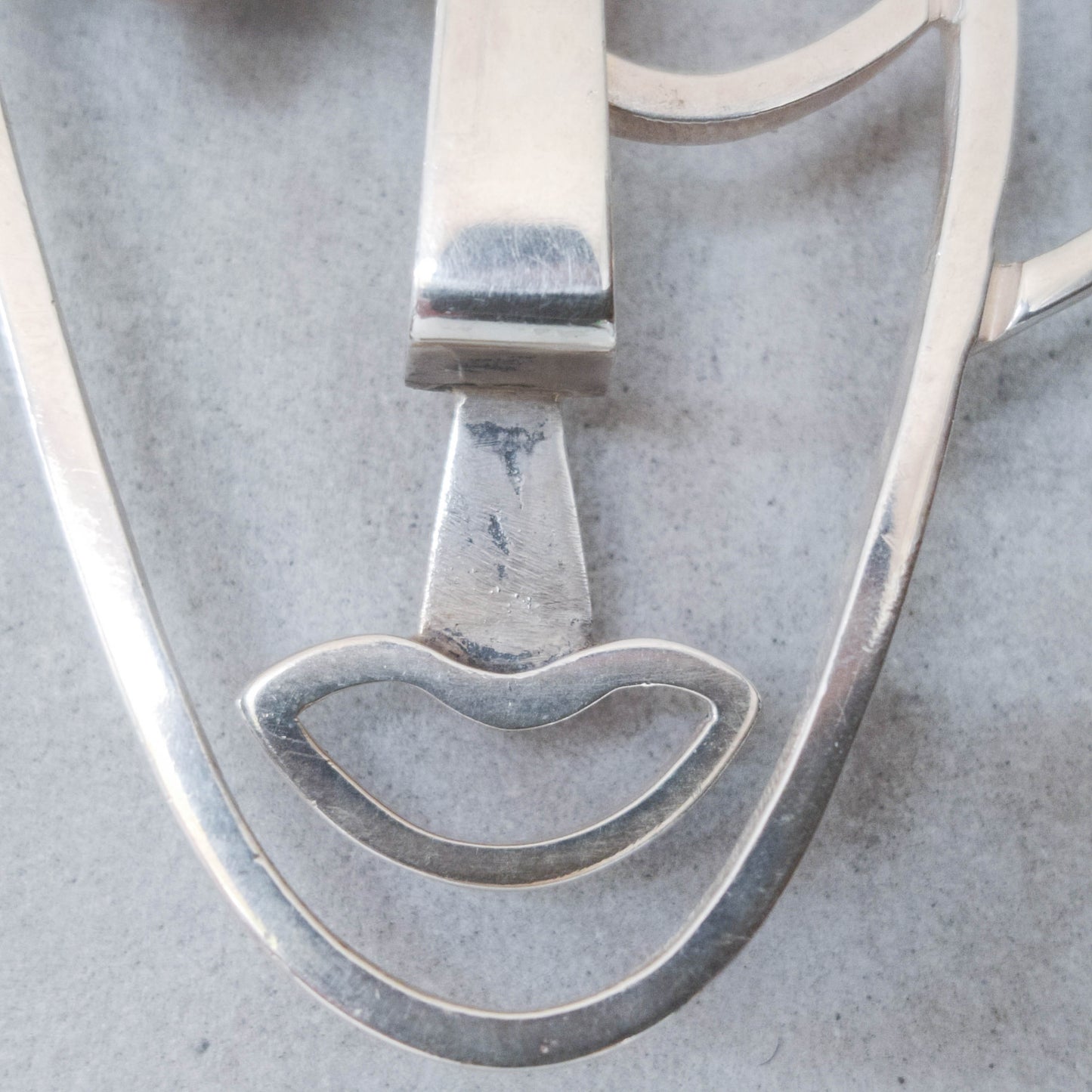 Vintage Frank Rebajes modernist style sterling silver large face brooch