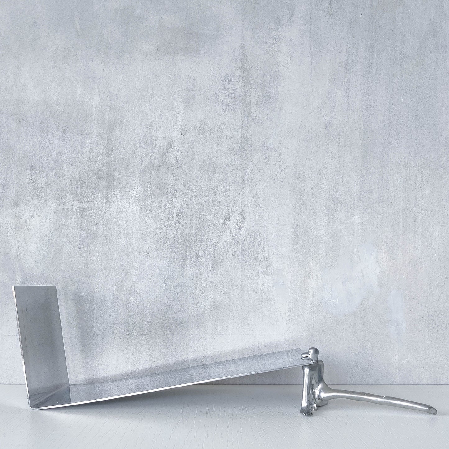 Carrol Boyes vintage 00s cast pewter and folded steel figural book display stand