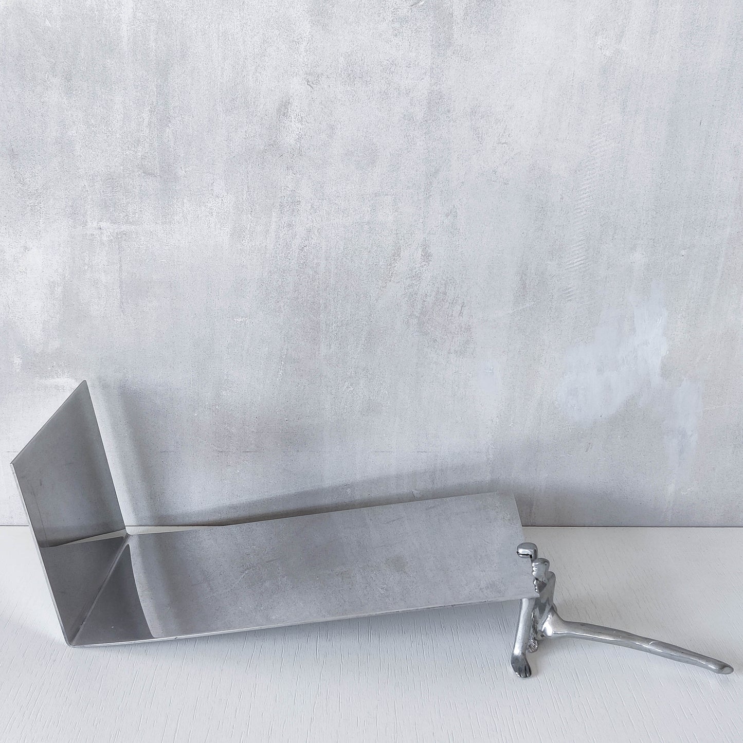 Carrol Boyes vintage 00s cast pewter and folded steel figural book display stand