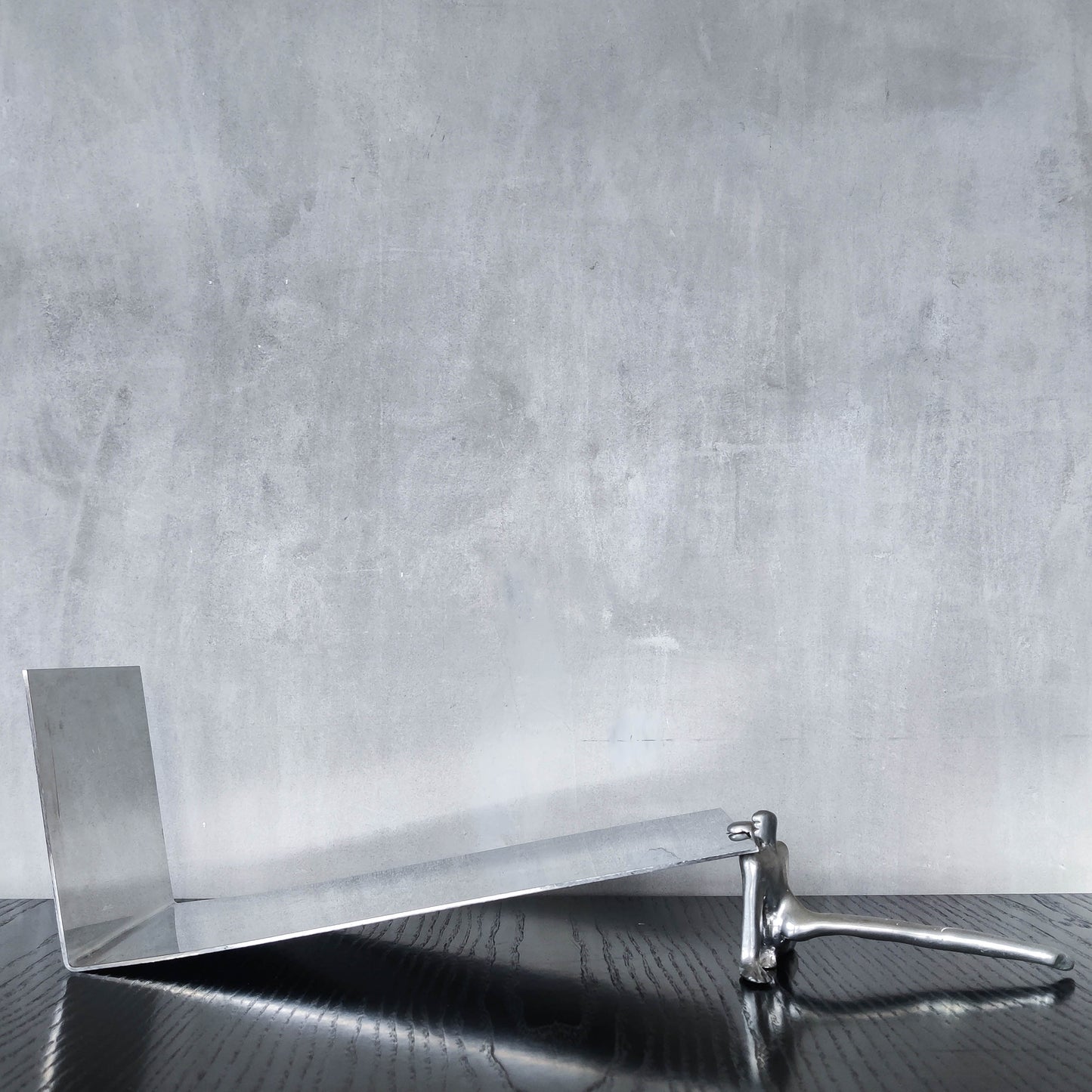 Carrol Boyes vintage 00s cast pewter and folded steel figural book display stand