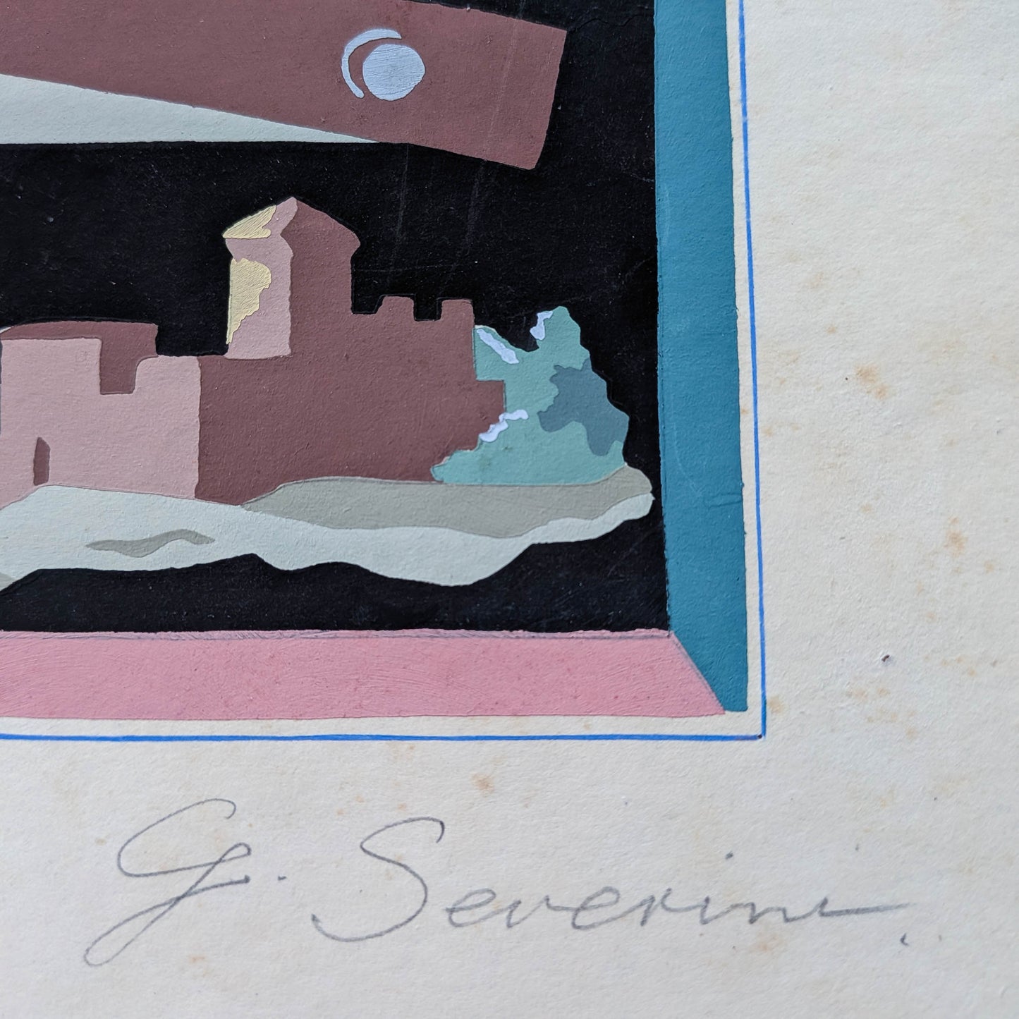 Gino Severini (1883-1966) original pochoir print Still Life with Compass, 1930
